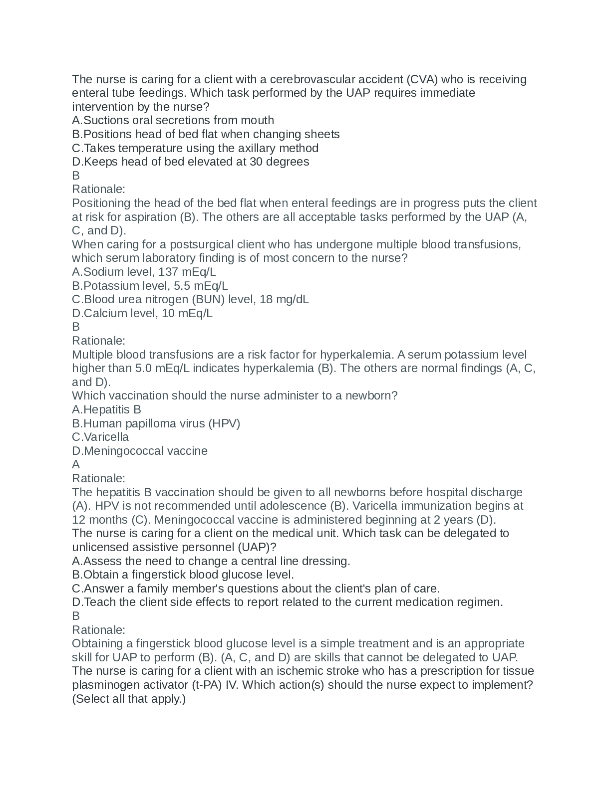 NCLEX-PN  HESI Comprehensive B, QUESTION AND ANSWERS