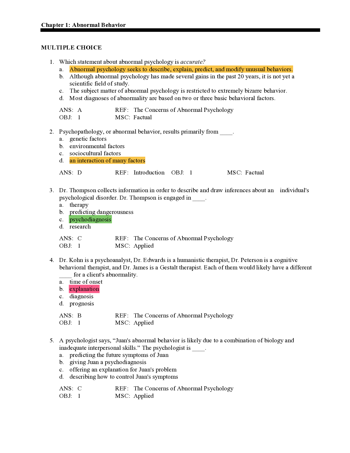 Understanding Abnormal Behavior 10th Edition Sue Test bank
