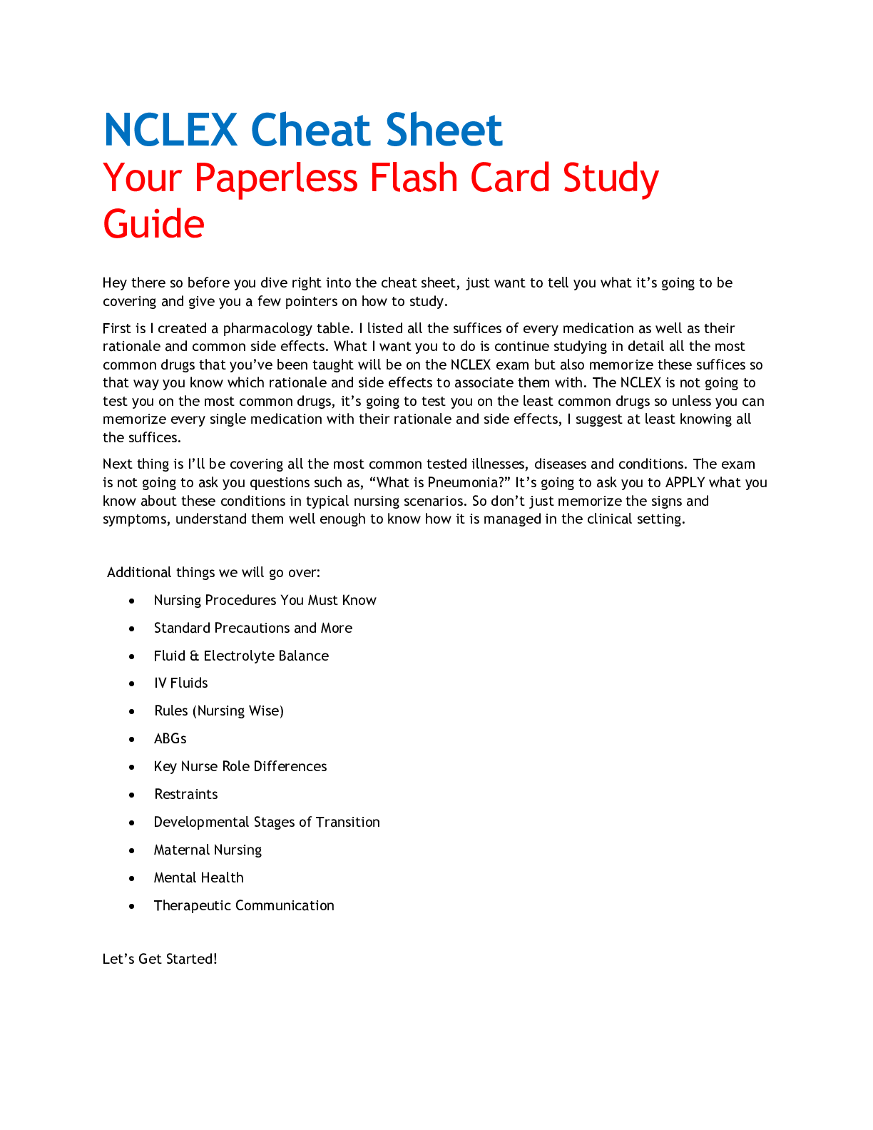 NCLEX Cheat Sheet: Flash Card Study Guide