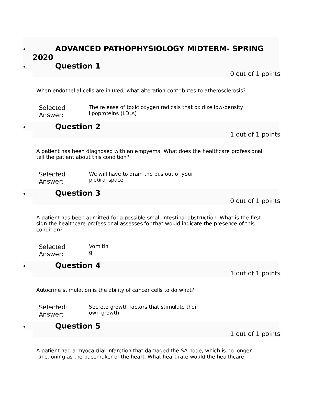 ADVANCED PATHOPHYSIOLOGY MIDTERM- SPRING 2020