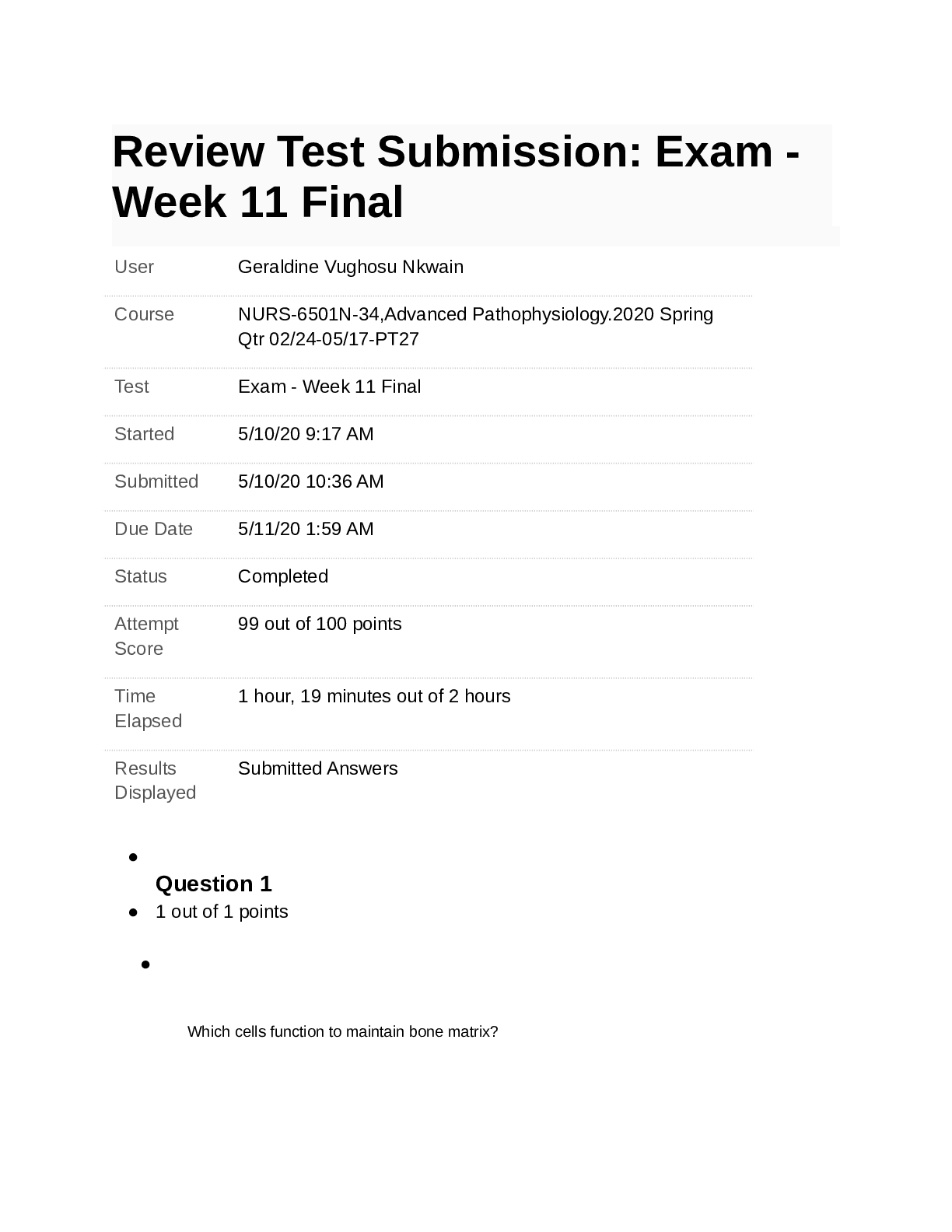 NURS-6501N-34,Advanced Pathophysiology.2020 Spring FINAL EXAM