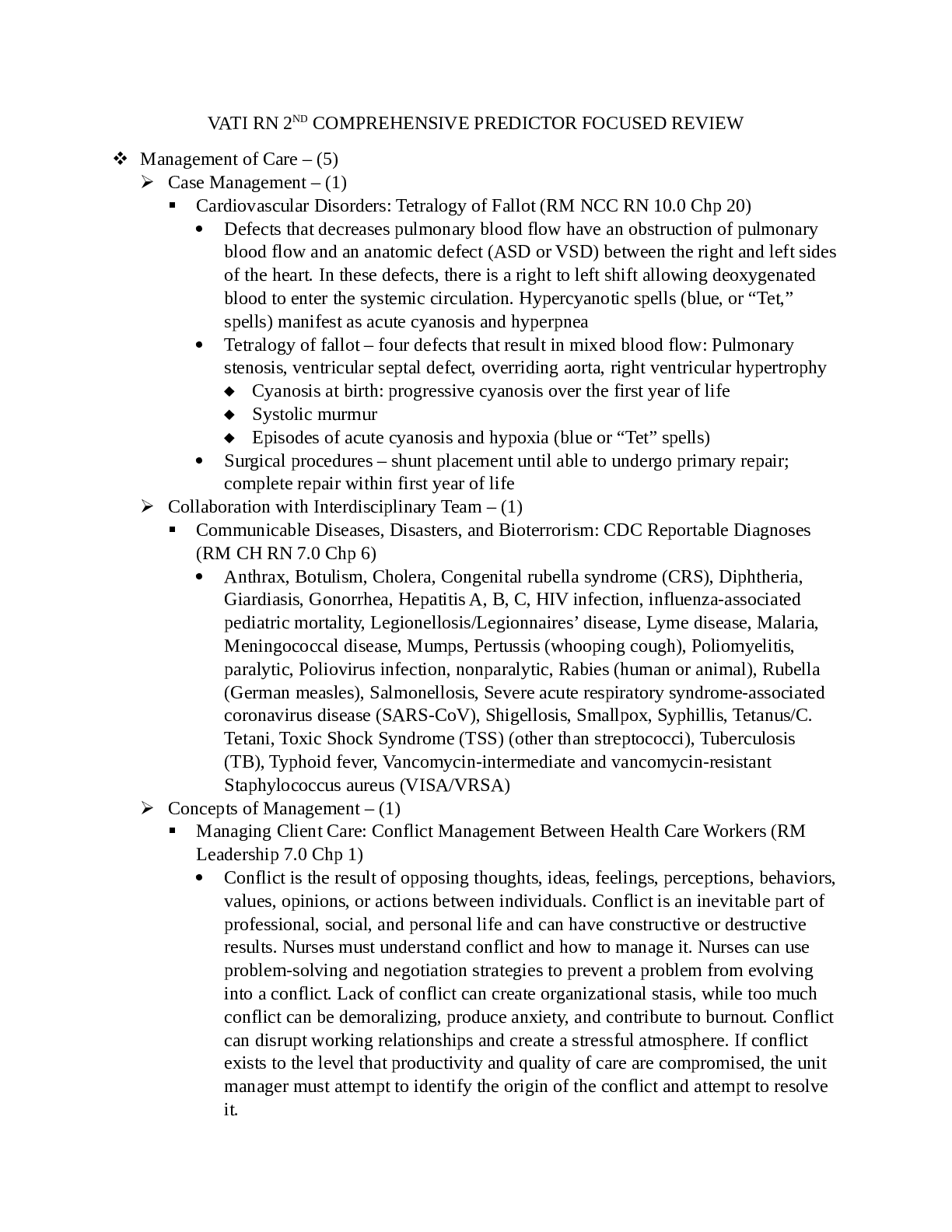 VATI RN 2ND COMPREHENSIVE PREDICTOR FOCUSED REVIEW