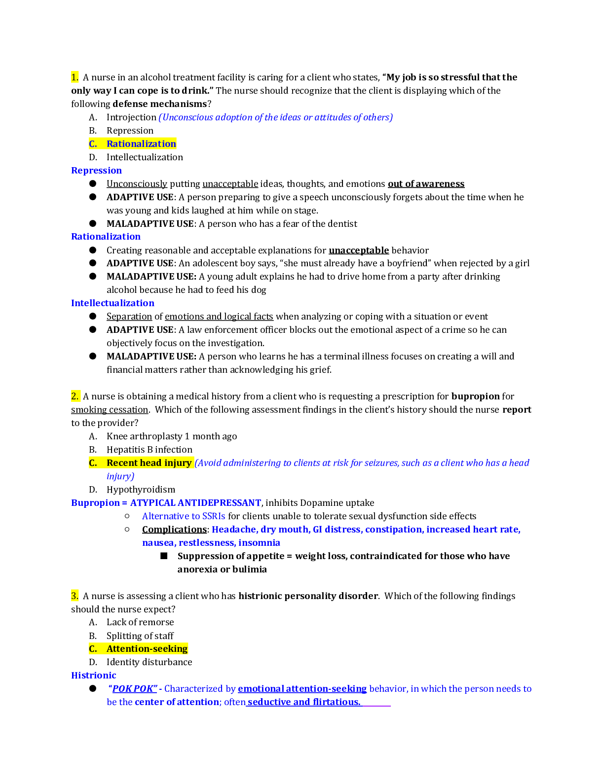 Practice mental health B - A nurse in an alcohol