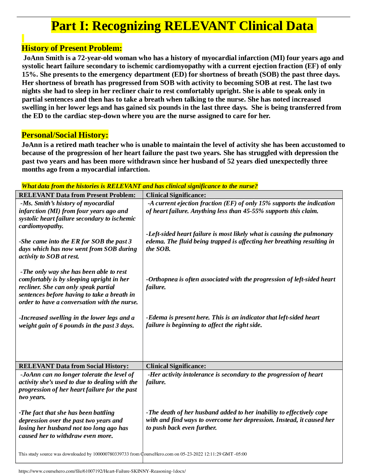 Heart Failure SKINNY Reasoning