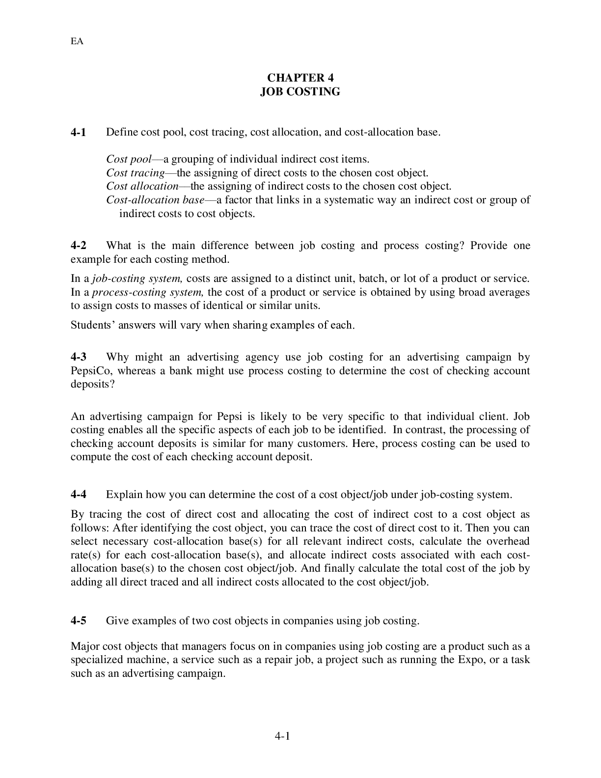 CHAPTER 4 JOB COSTING