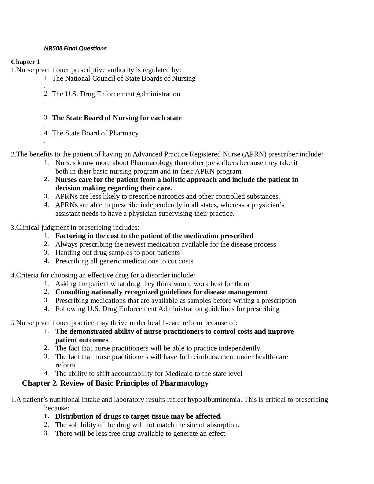 NR508 Final Questions Test Bank