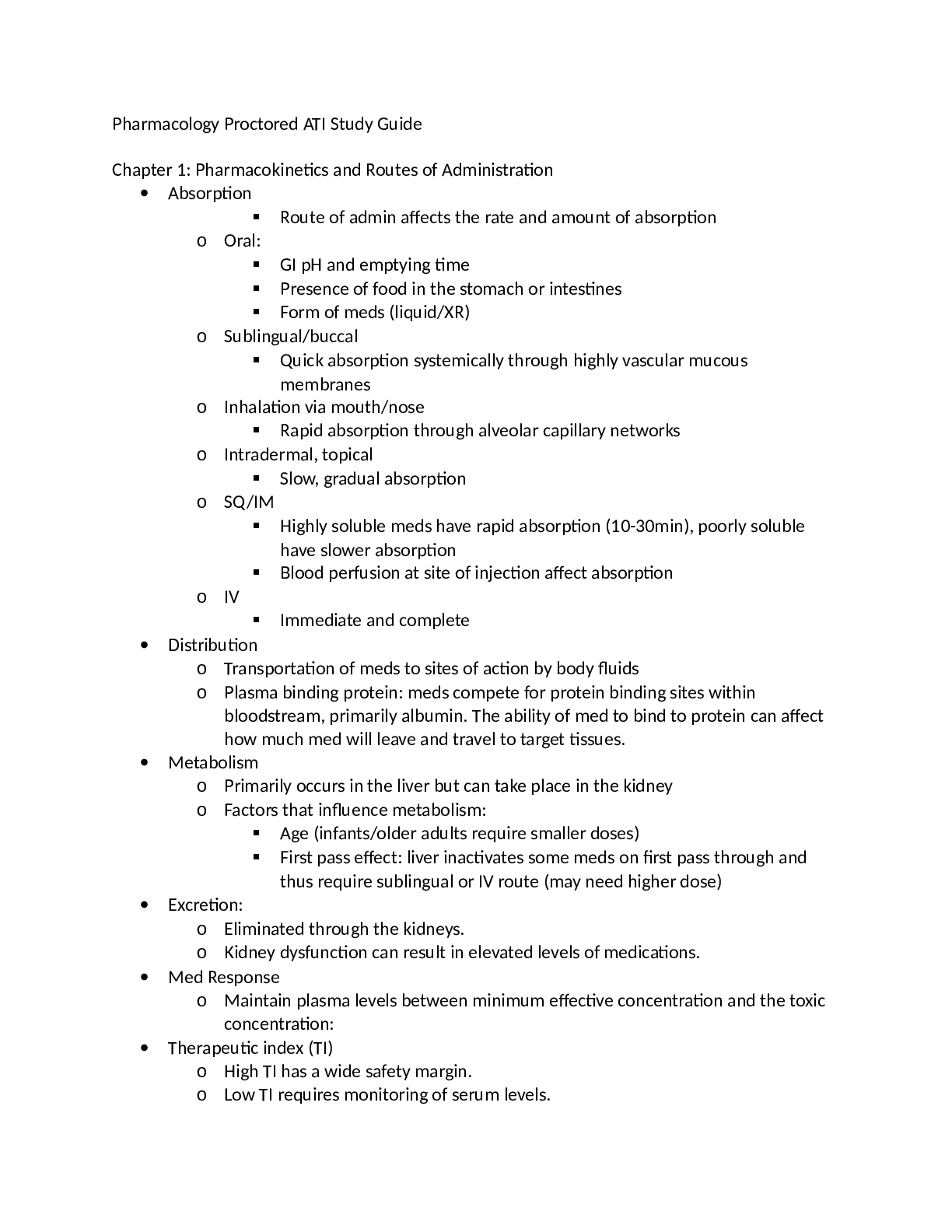 Pharmacology Proctored ATI Study Guide
