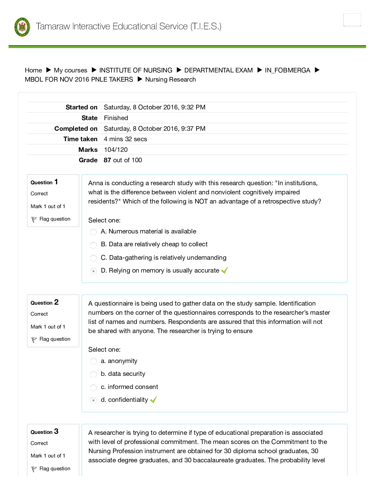Nursing Research Tamaraw Interactive Educational Service (T.I.E.S.)