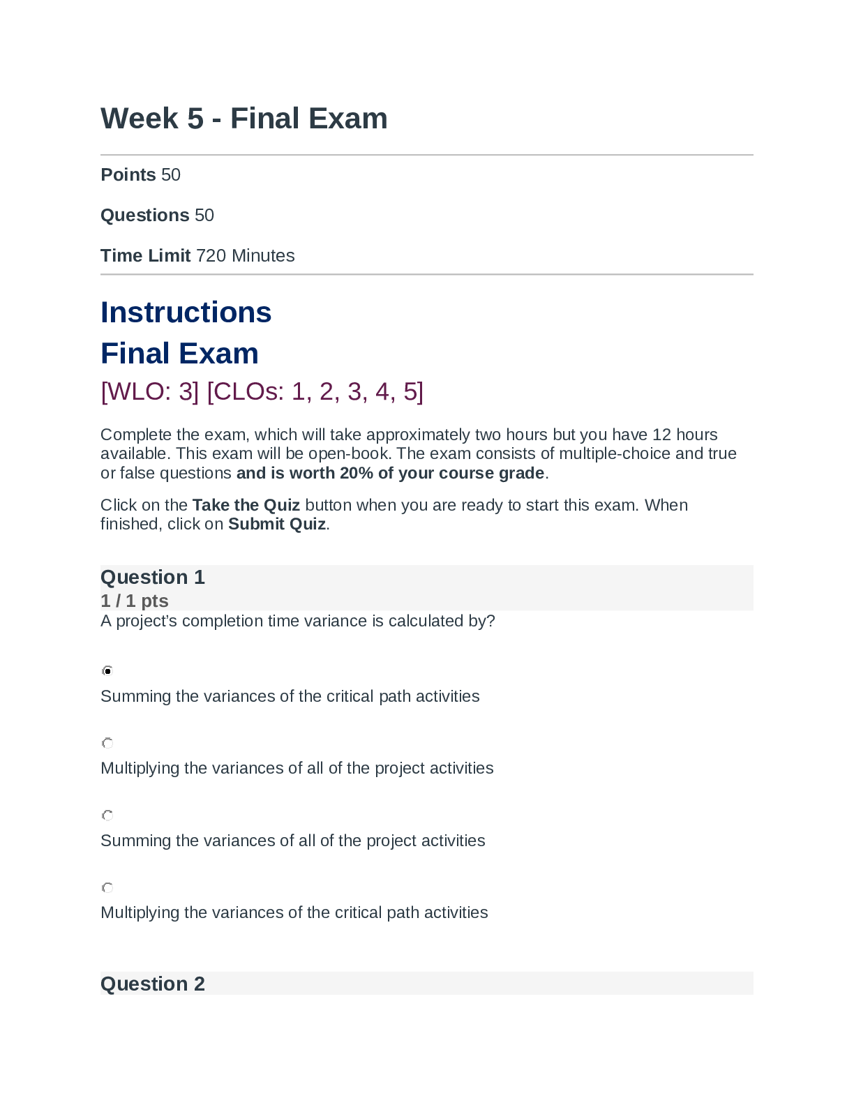 MGT302 Week 5 - Final Exam