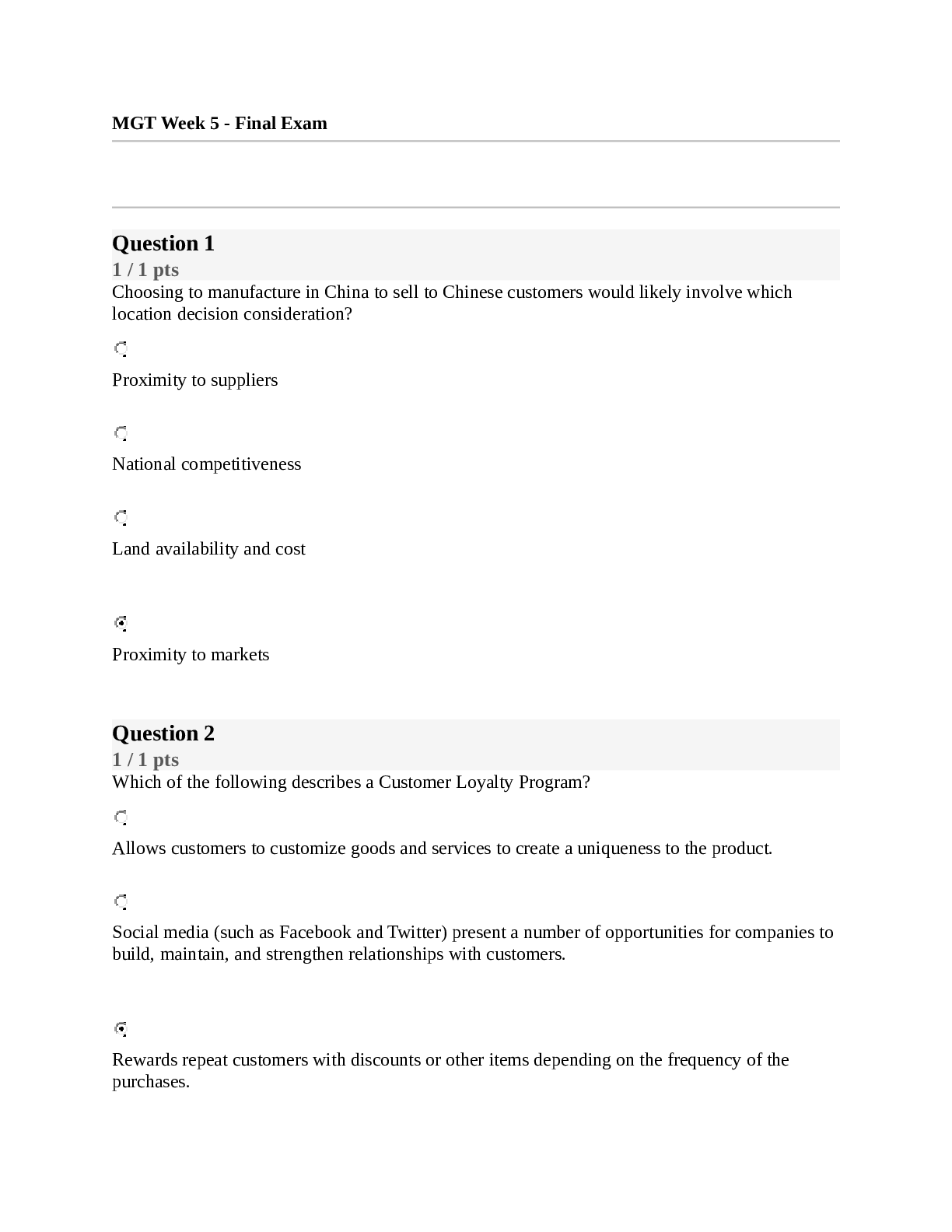 MGT Week 5 Final Exam part 1