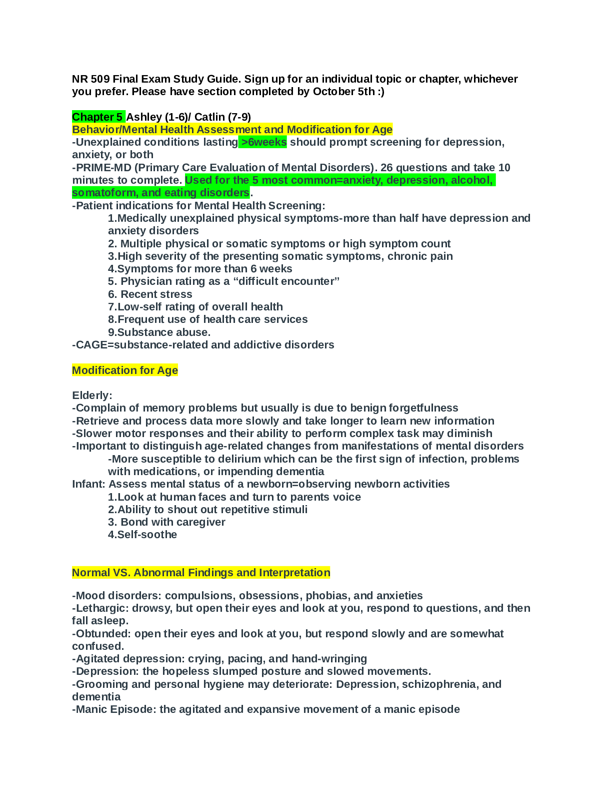 NR 509 Final Exam Study Guide (Group 2)