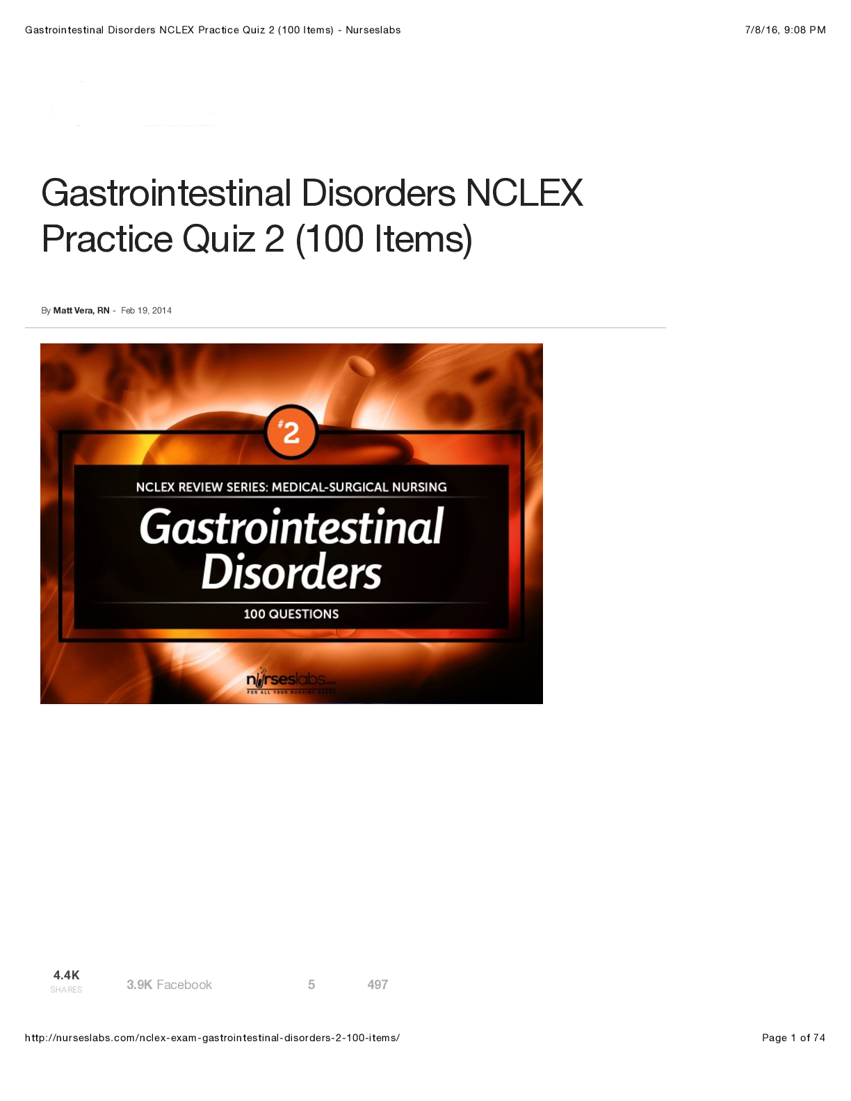 Gastrointestinal Disorders NCLEX Practice Quiz 2 (100 Items)