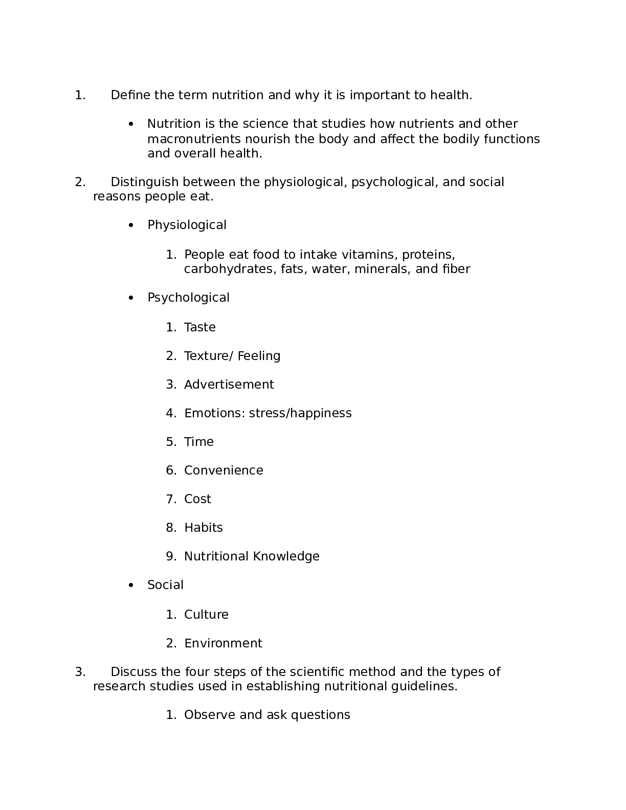 HUMAN NUTRITION ; EXAM 1