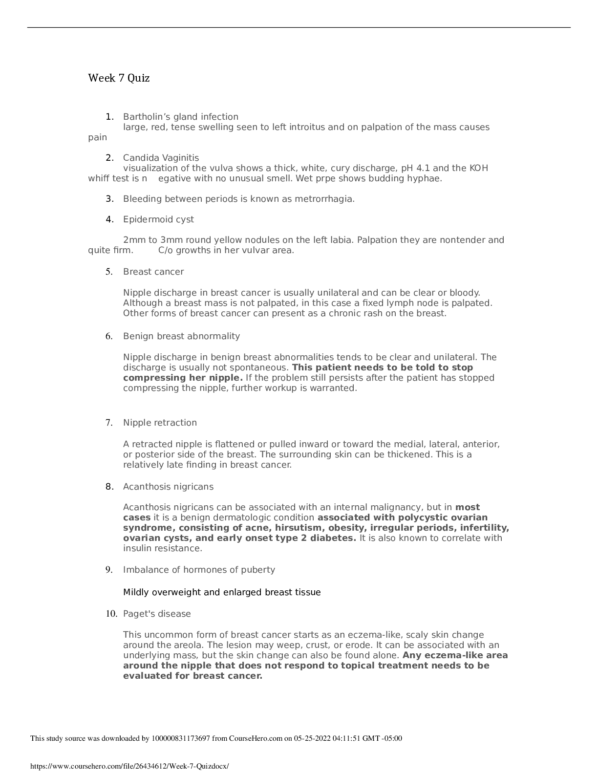 Nsg 6020 week 7 quiz with answers