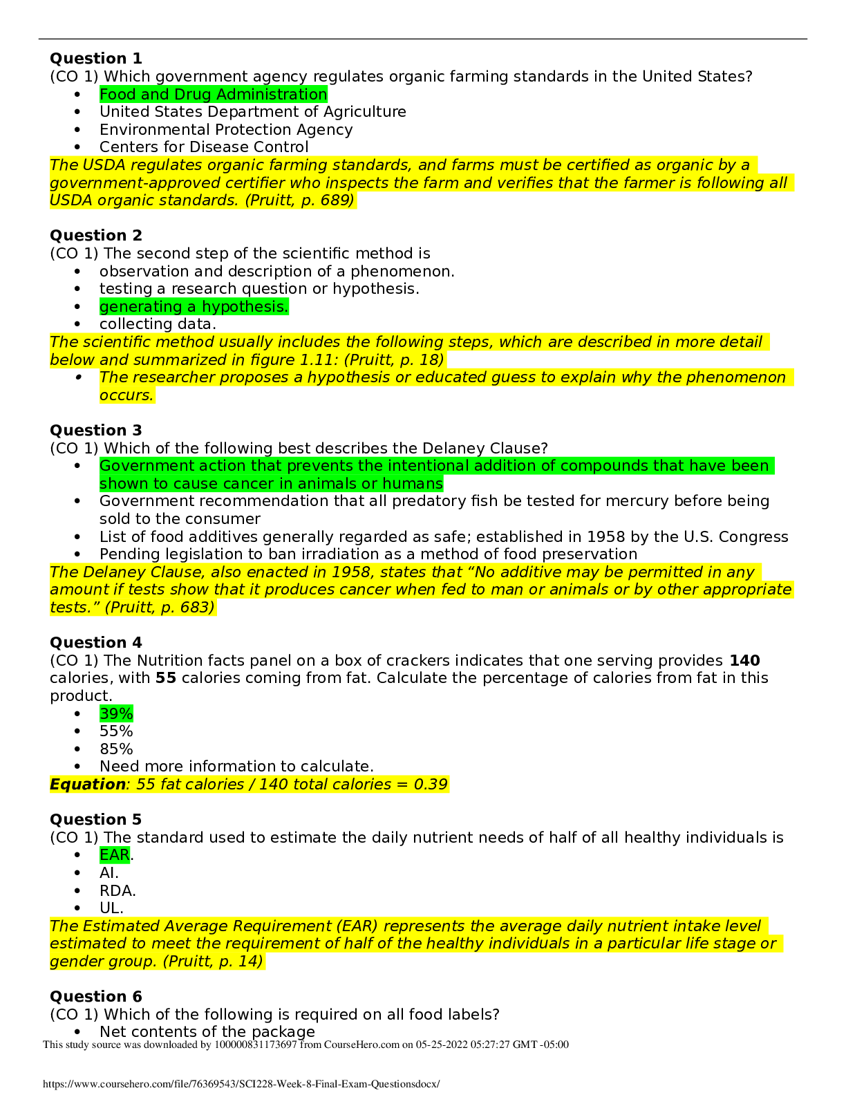 SCI228 Week 8   Questions and solutions