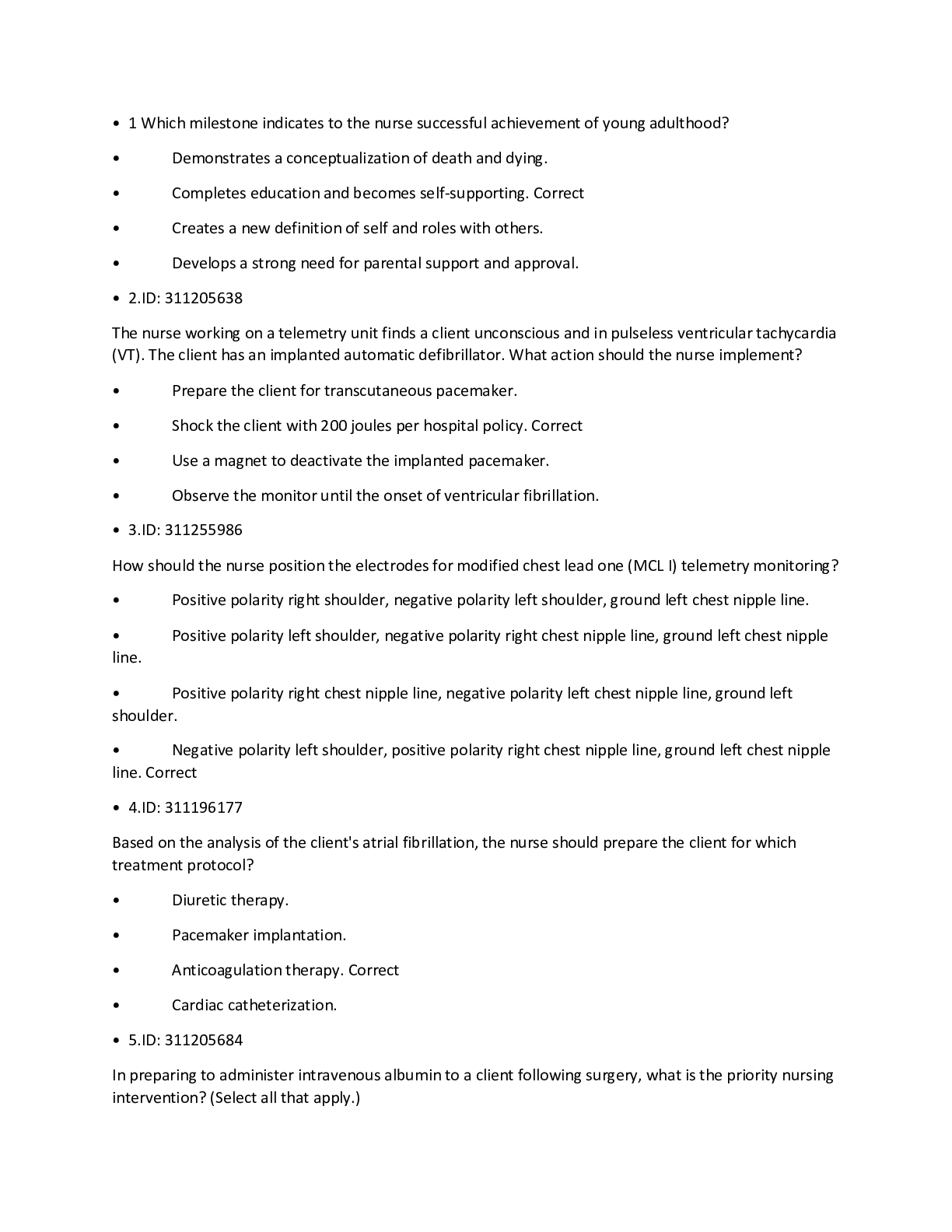 NURSING MISC:  MEDSURG HESI Ans