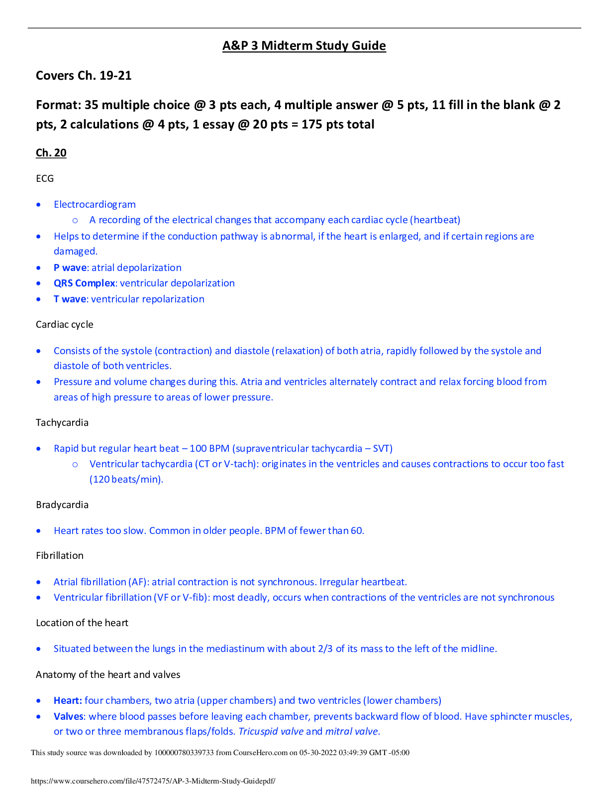 A&P 3 Midterm Study Guide