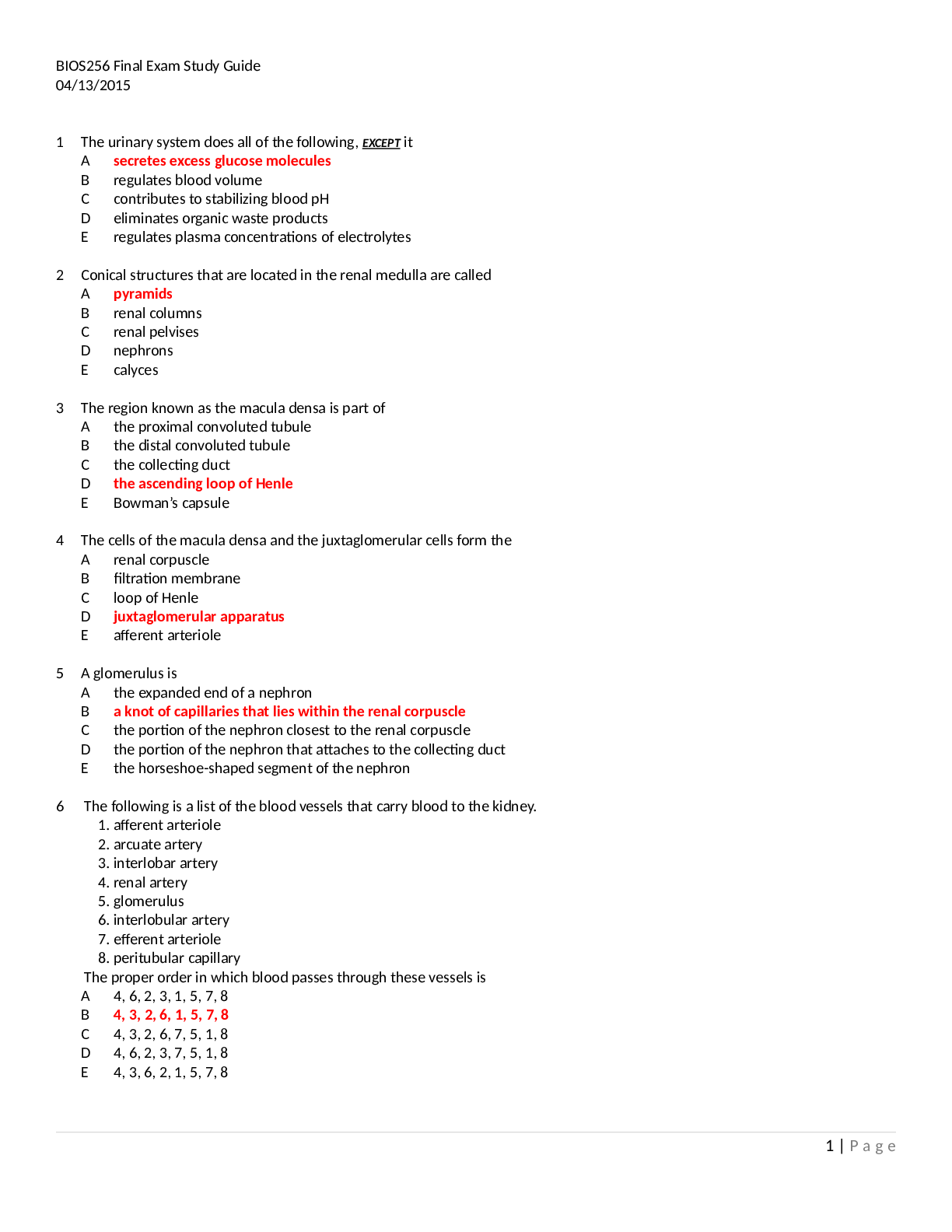 BIOS256 Final Exam Study Guide