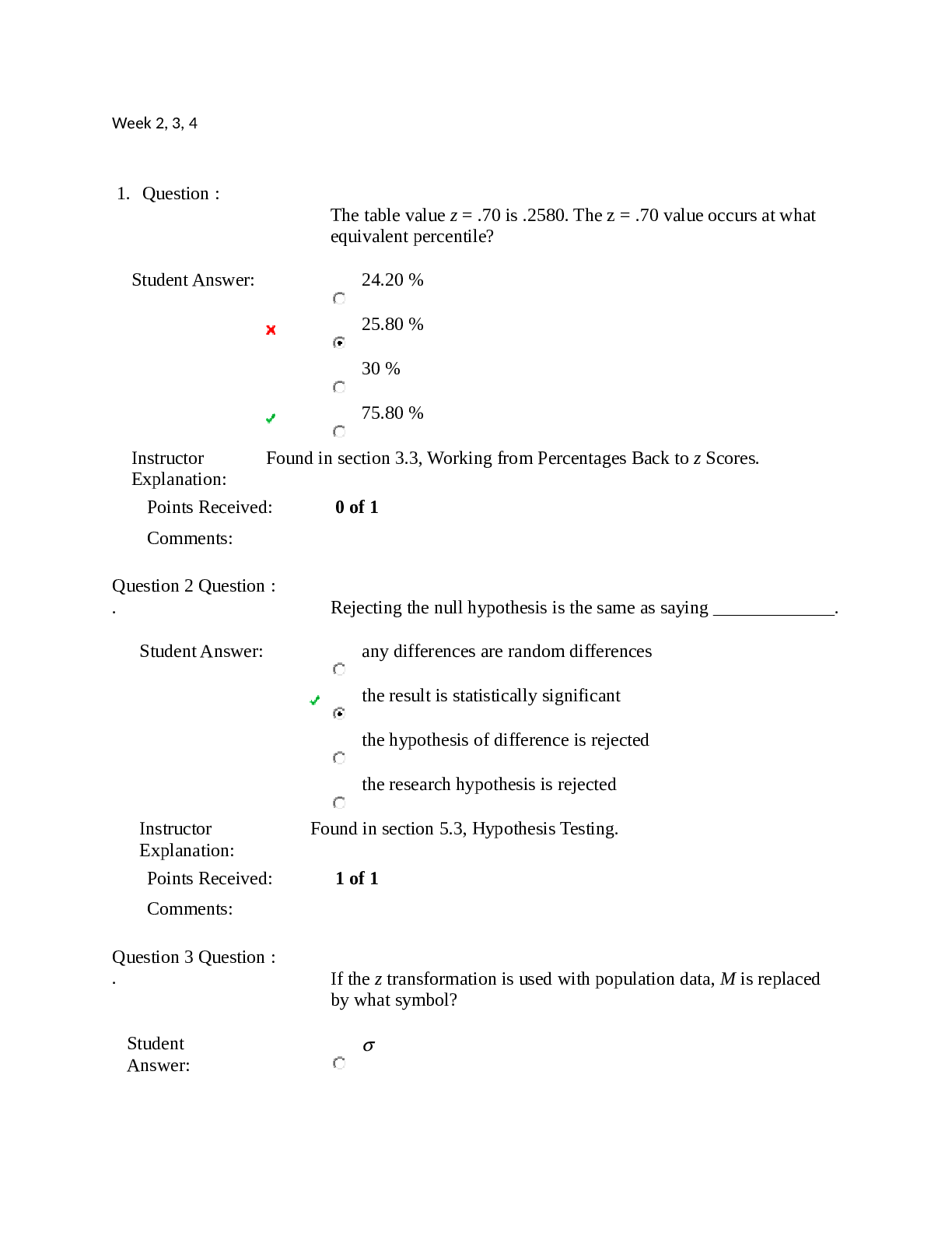 Statistics week 2,3,4 Q&A