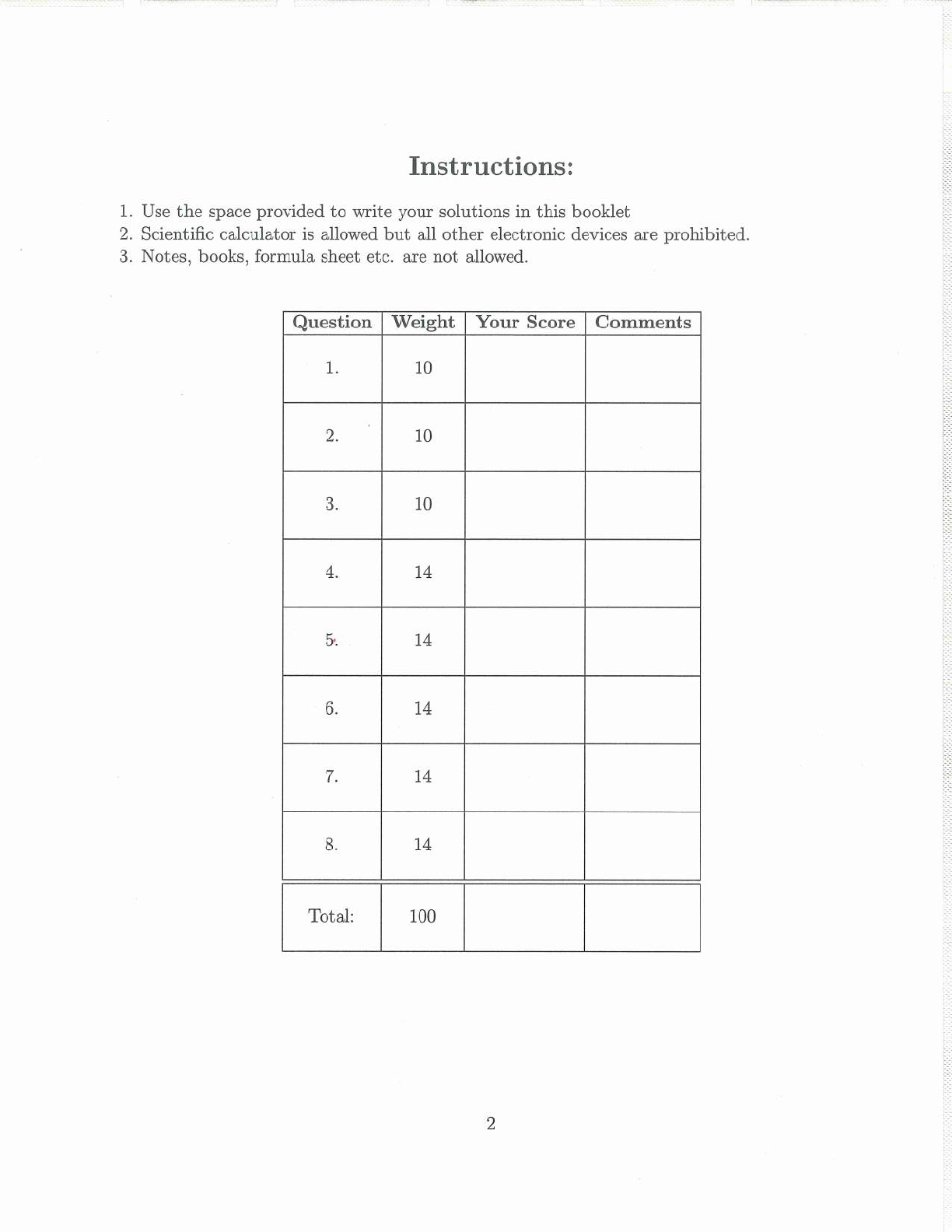 Linear Algebra Final Practice Exam with solutions
