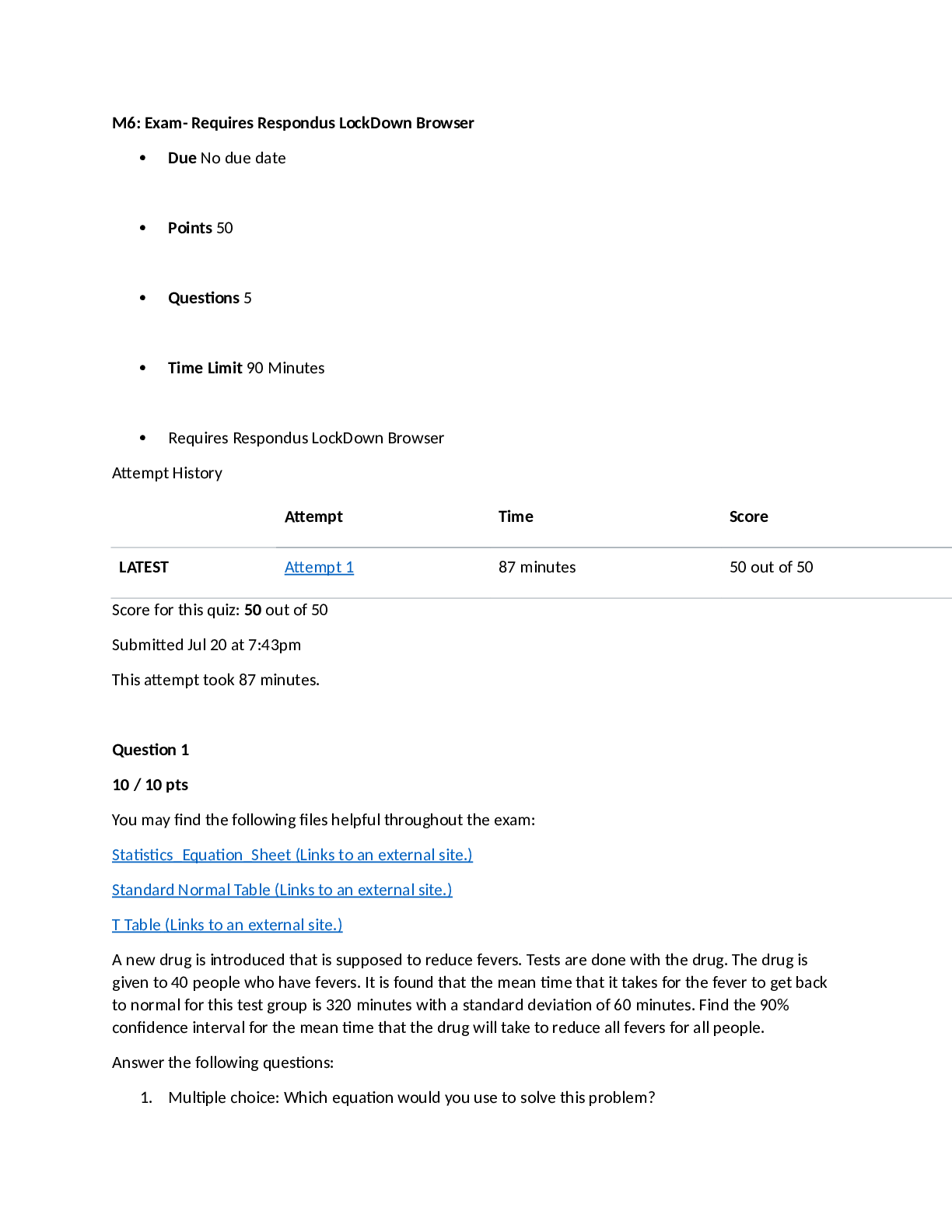 M6 Exam- Requires Respondus LockDown Browser