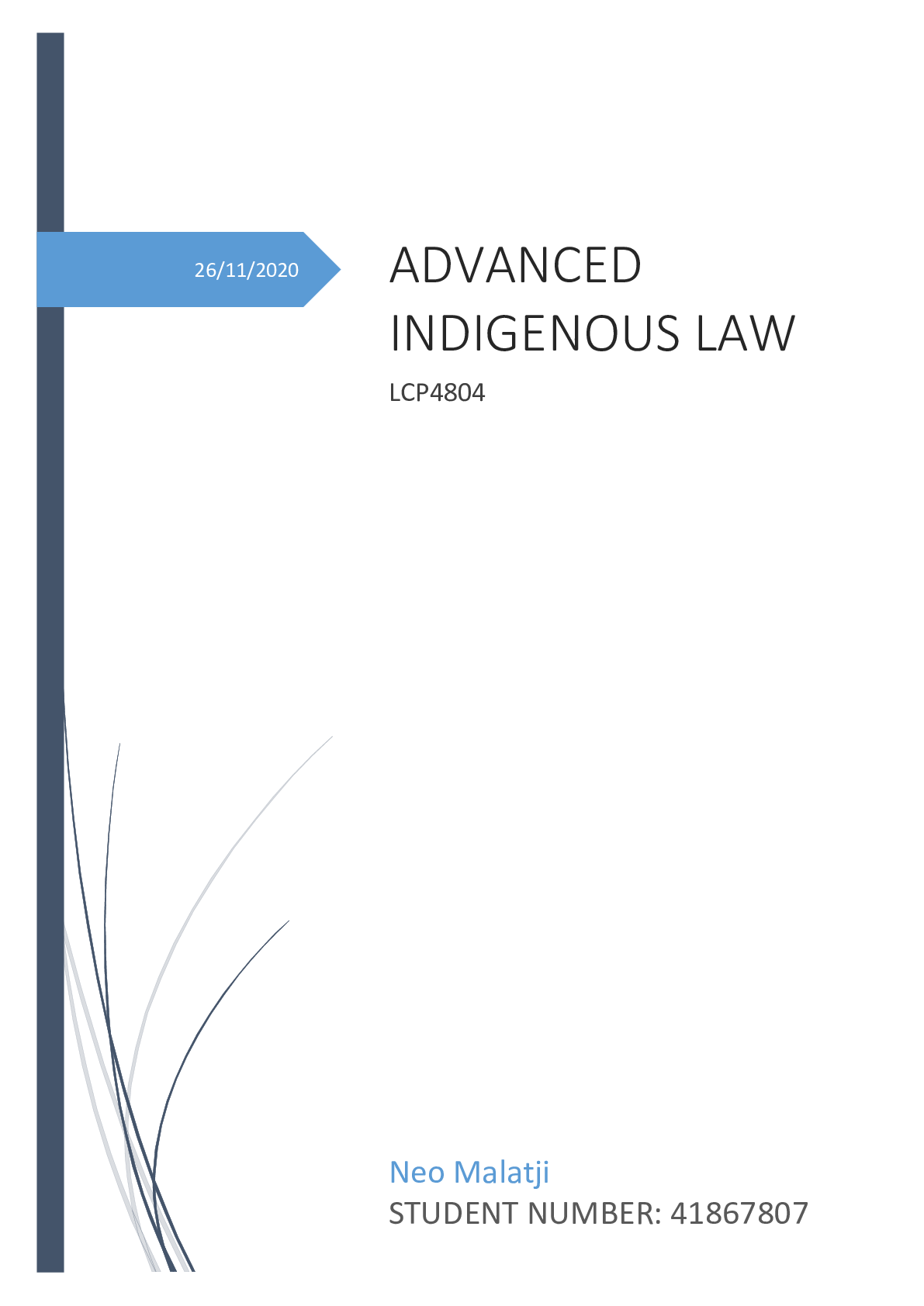 ADVANCED INDIGENOUS LAW LCP4804