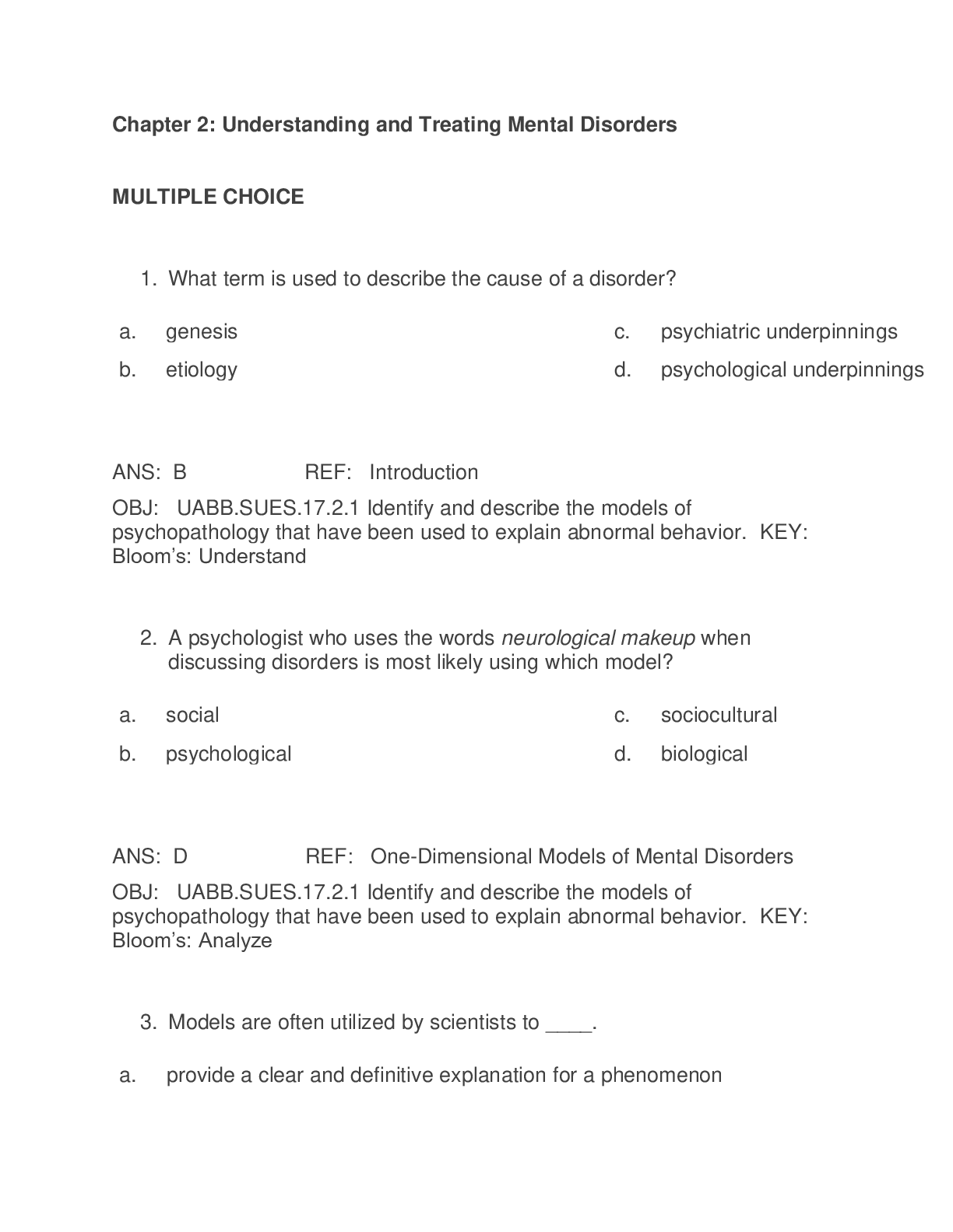 Sue and Sue Abnormal Psychology test bank