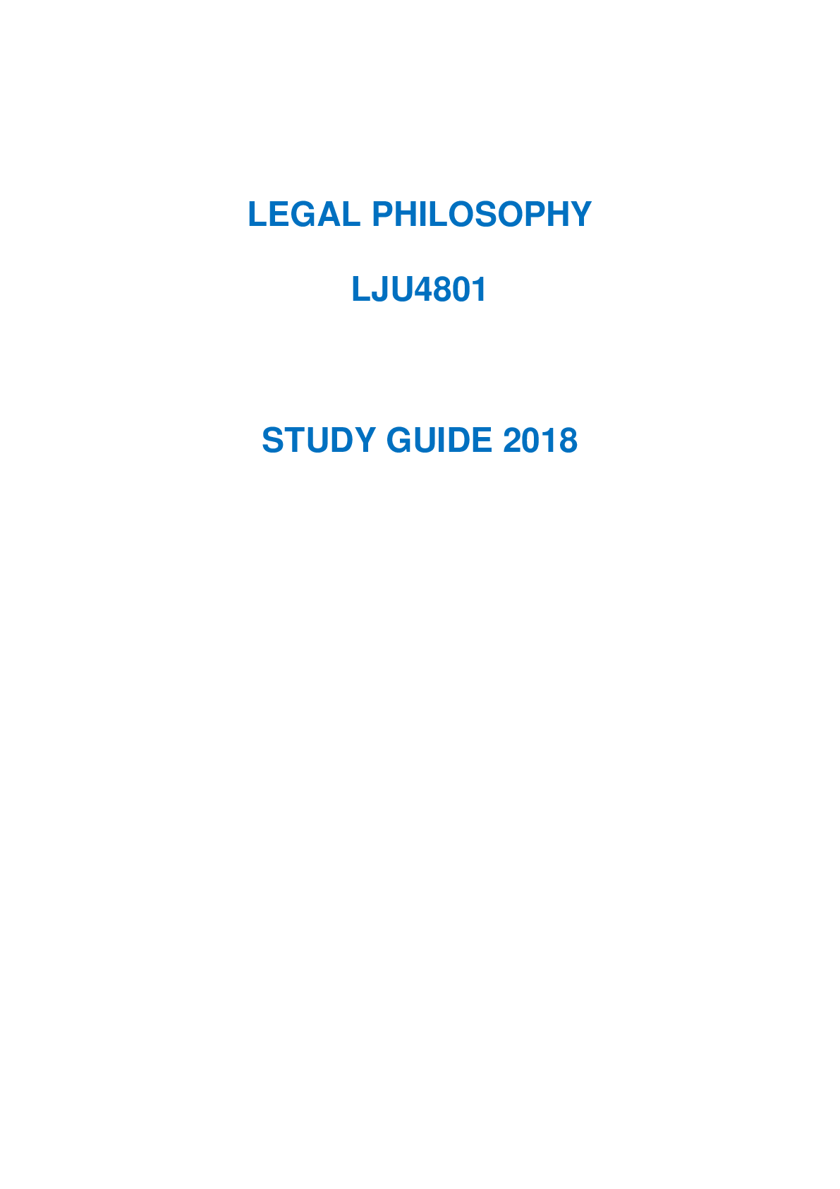 LEGAL PHILOSOPHY LJU4801 STUDY GUIDE 2018