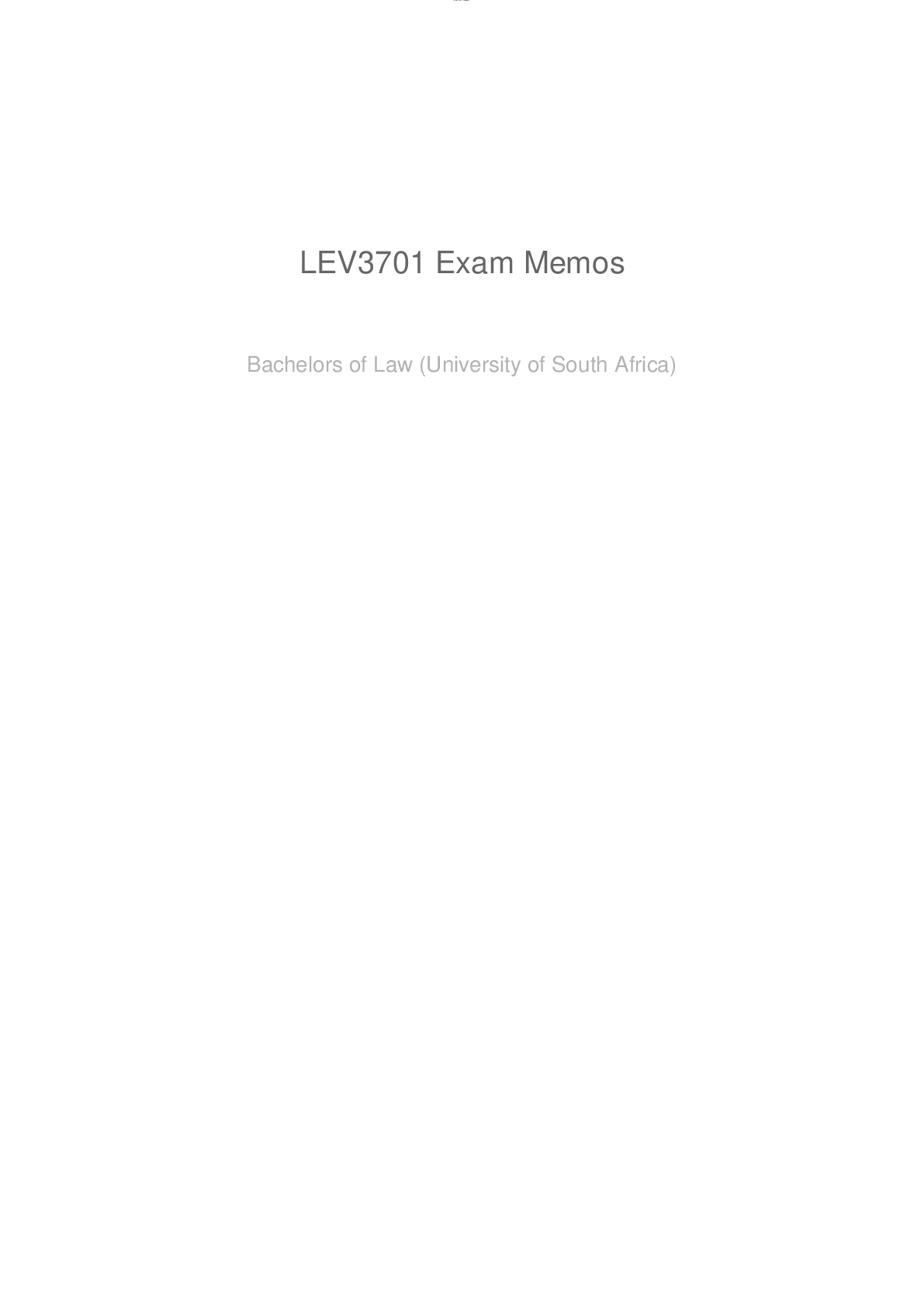 LEV3701 Exam Memos Bachelors of Law (University of South Africa)