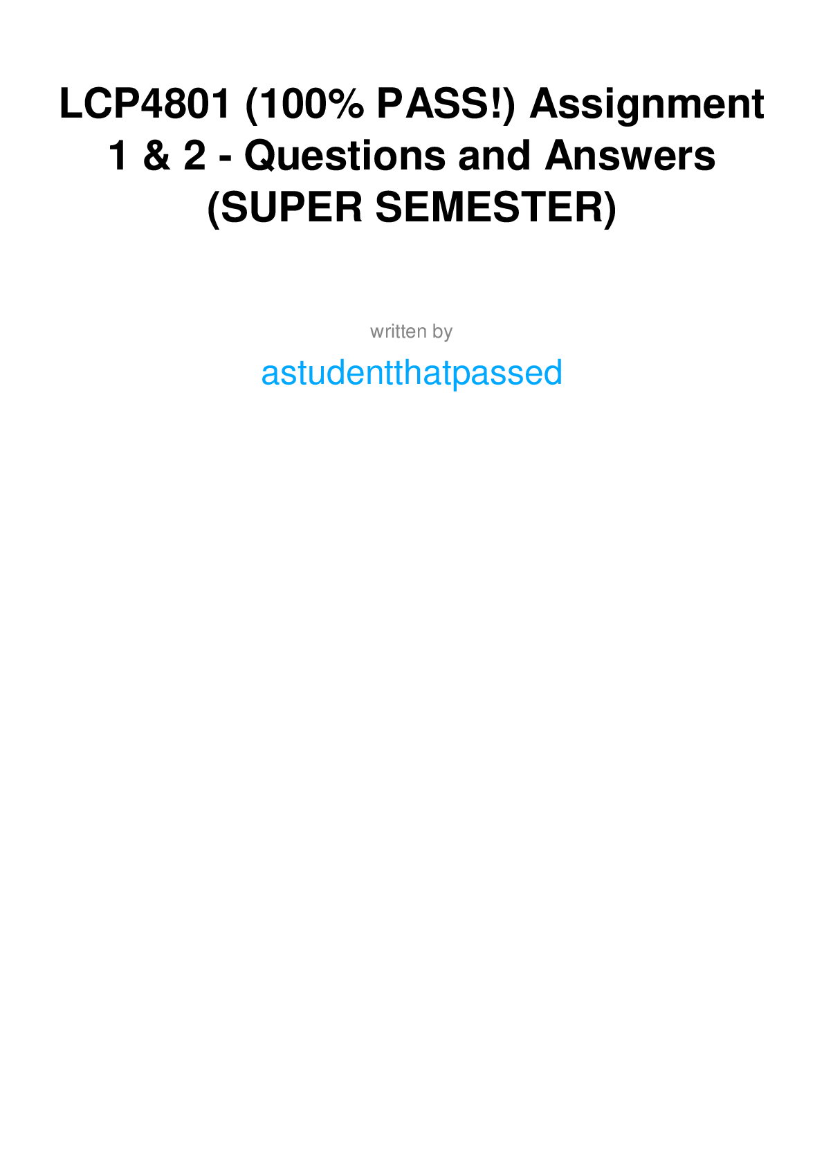 LCP4801 (100% PASS!) Assignment 1 & 2 - Questions and Answers (SUPER SEMESTER)