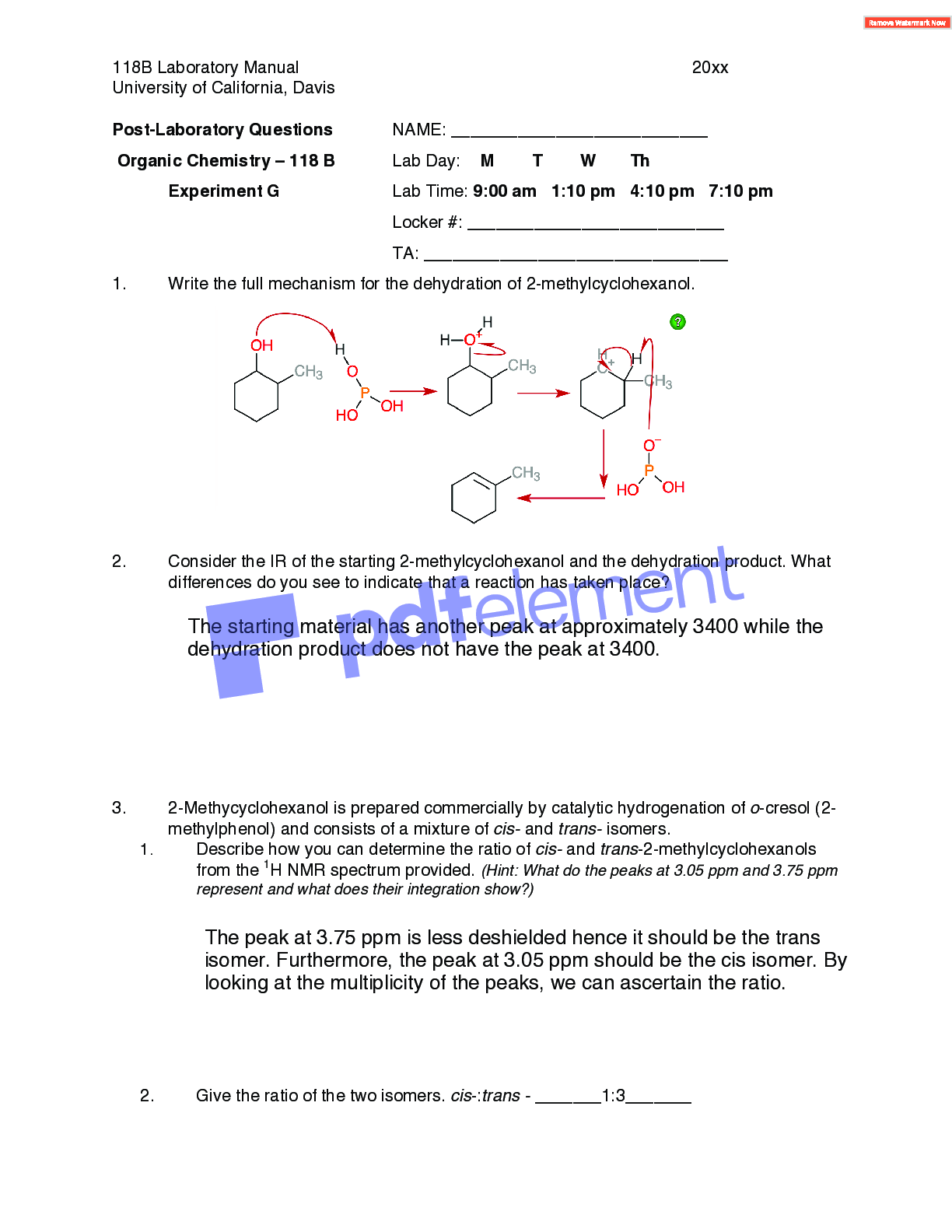 118B Laboratory Manual Experiment G