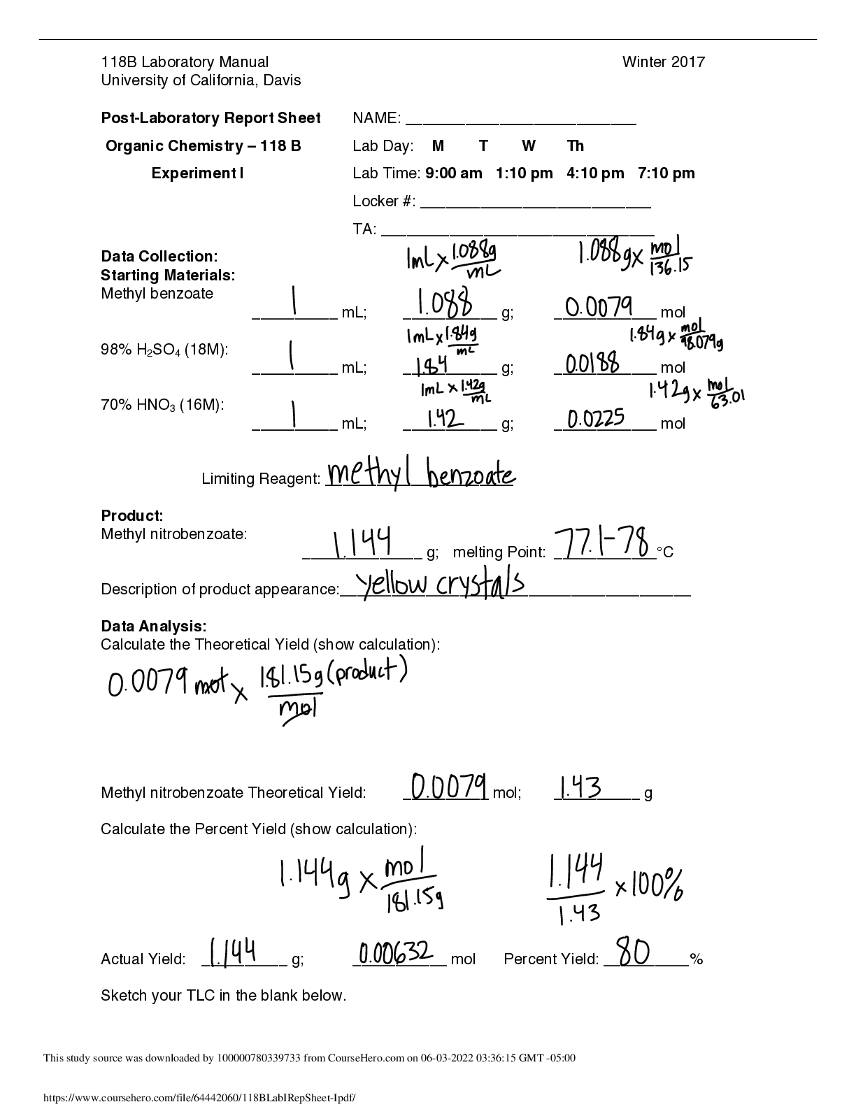 118B Laboratory Manual Experiment I