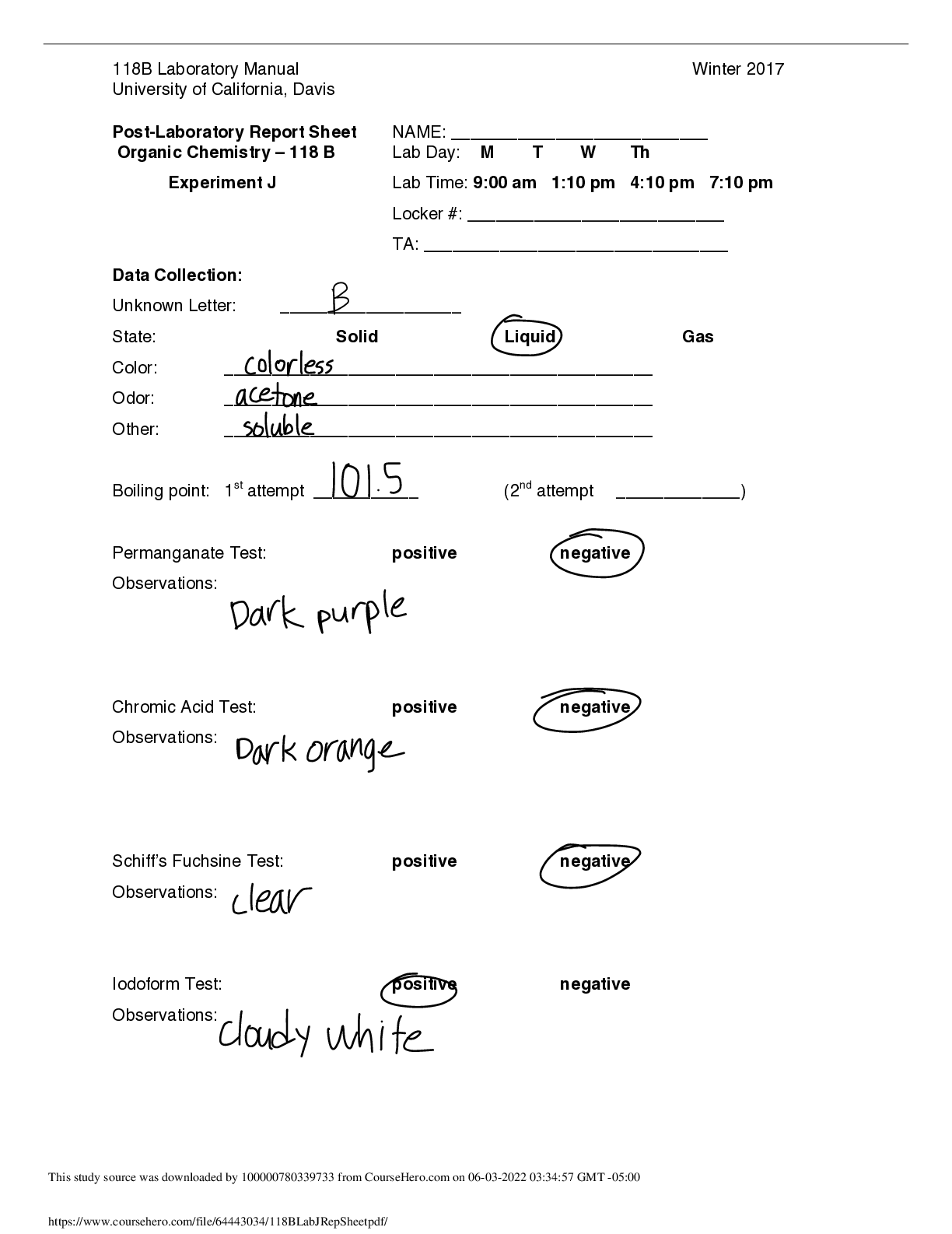 118B Laboratory Manual Experiment J