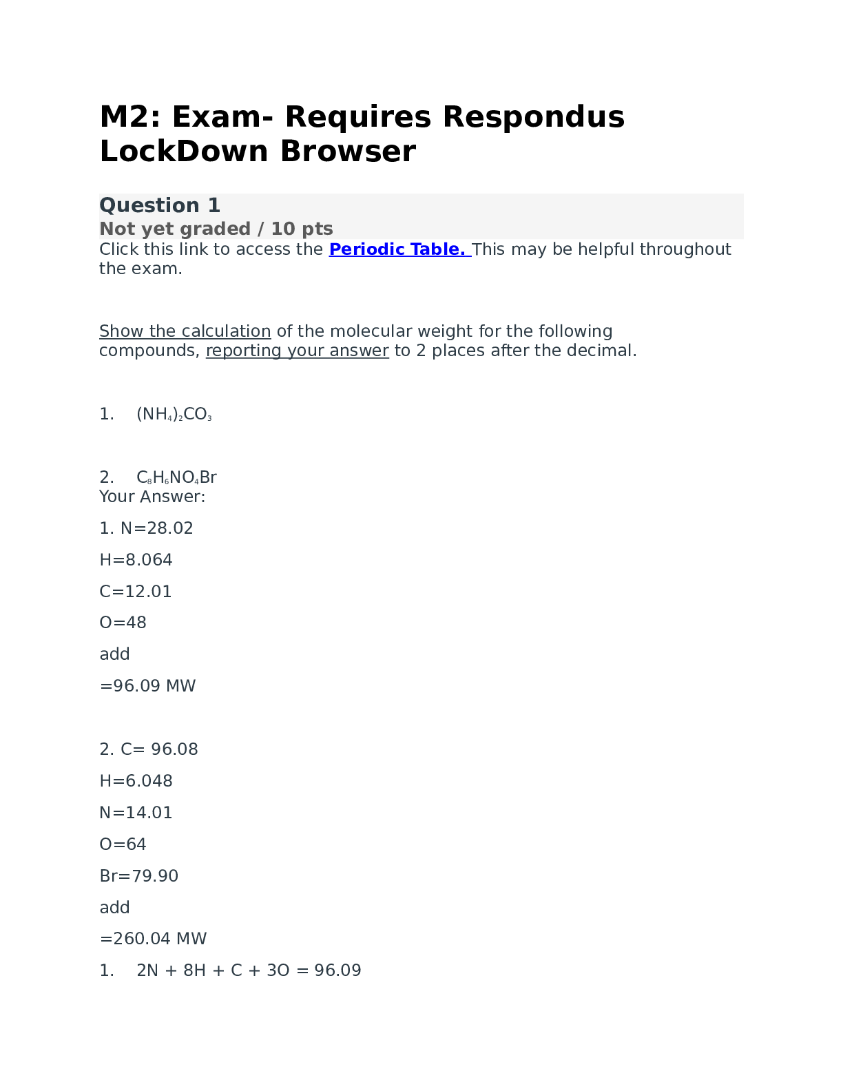 M2 Exam- Requires Respondus LockDown Browser