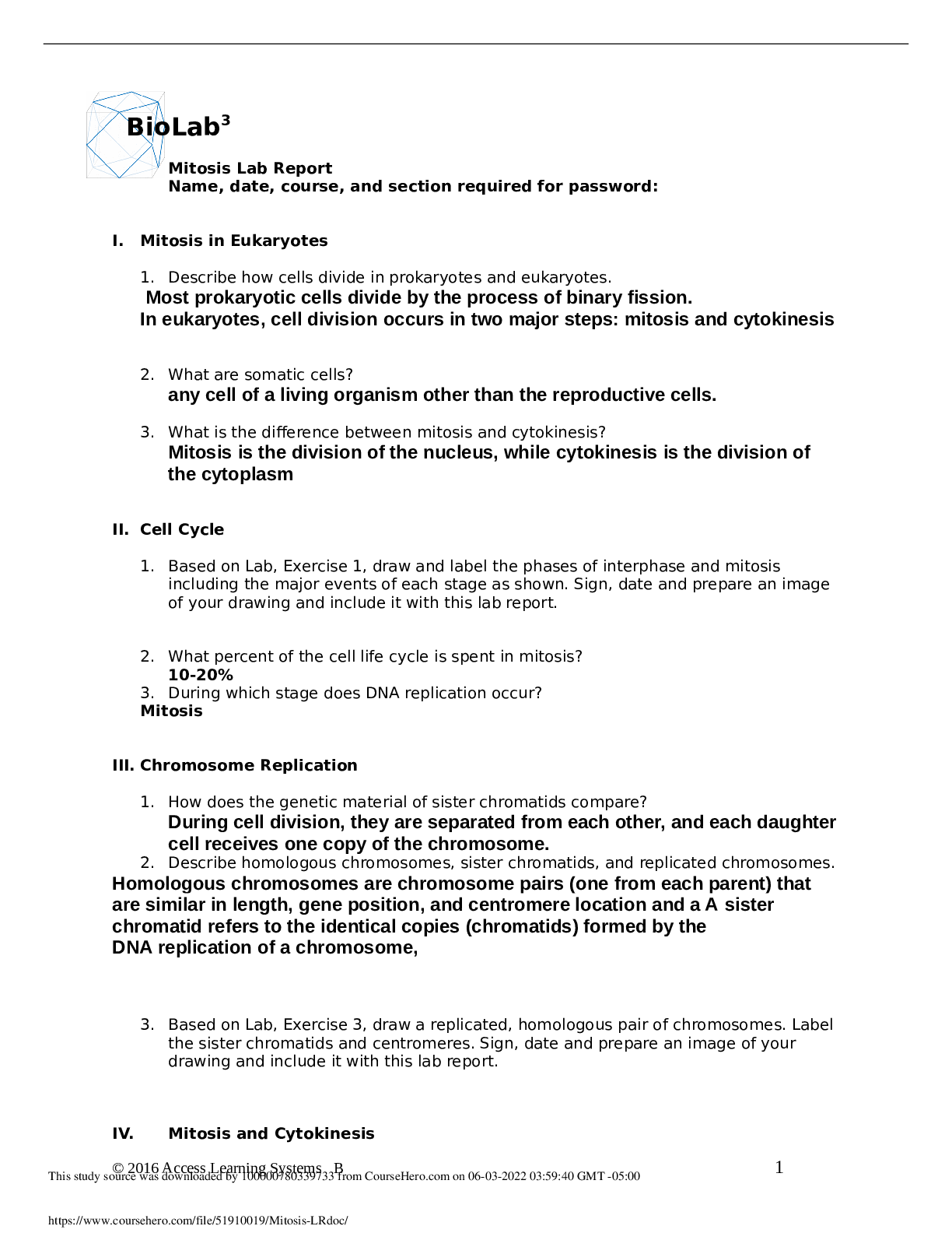 Mitosis Lab Report BioLab3