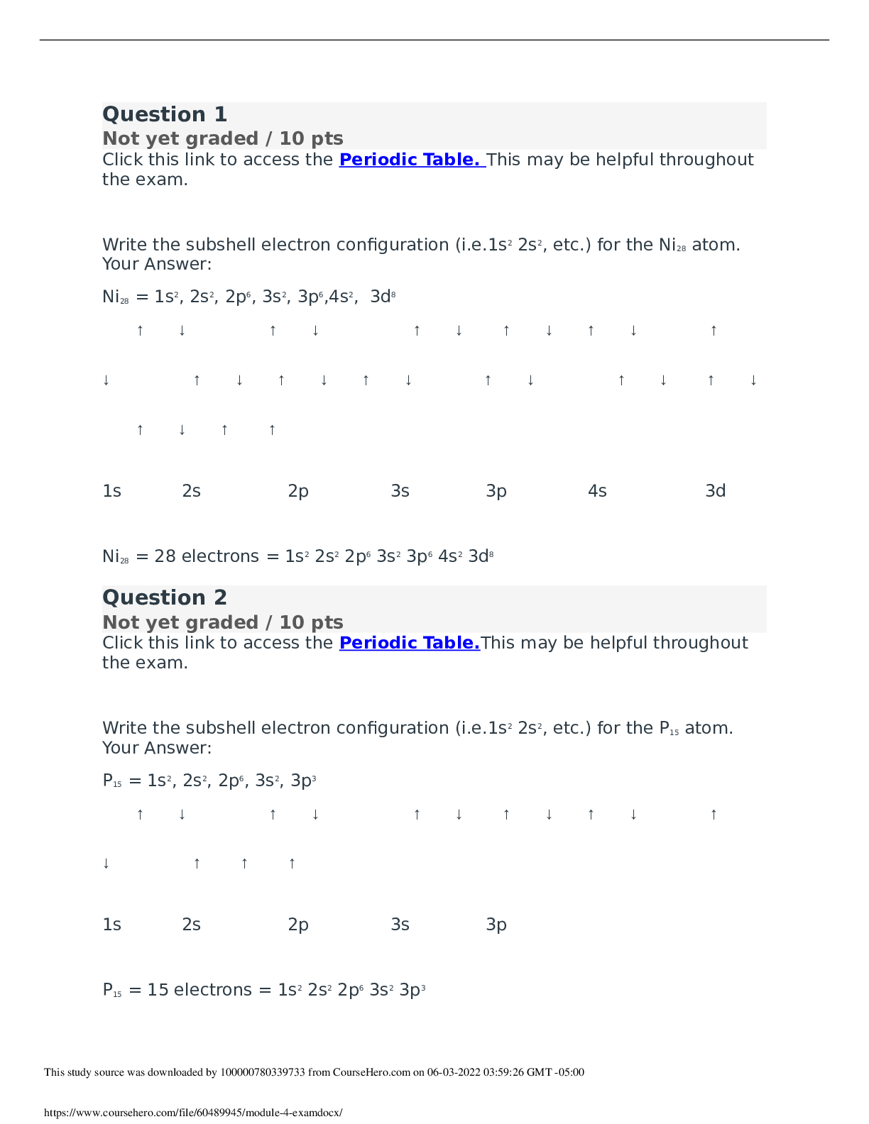Module 4 exam Periodic table