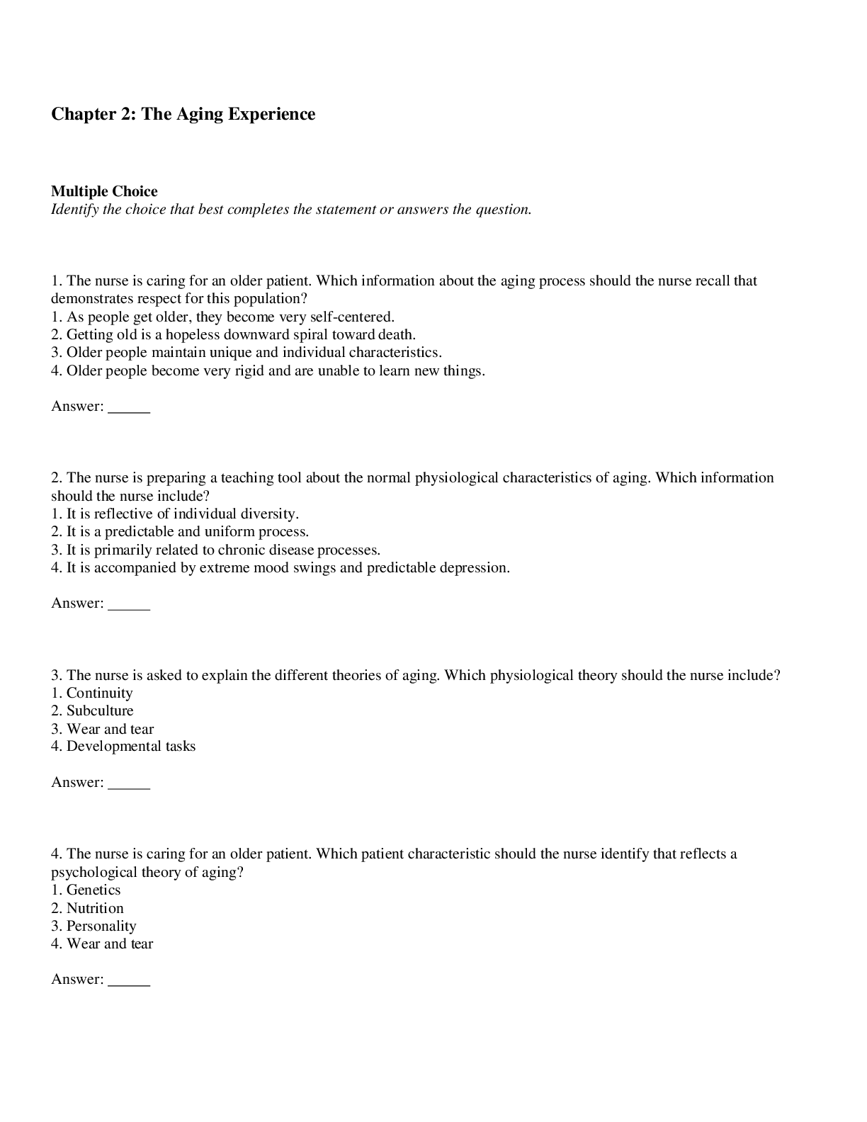 Chapter 2: The Aging Experience – Holistic Elderly Care Guide