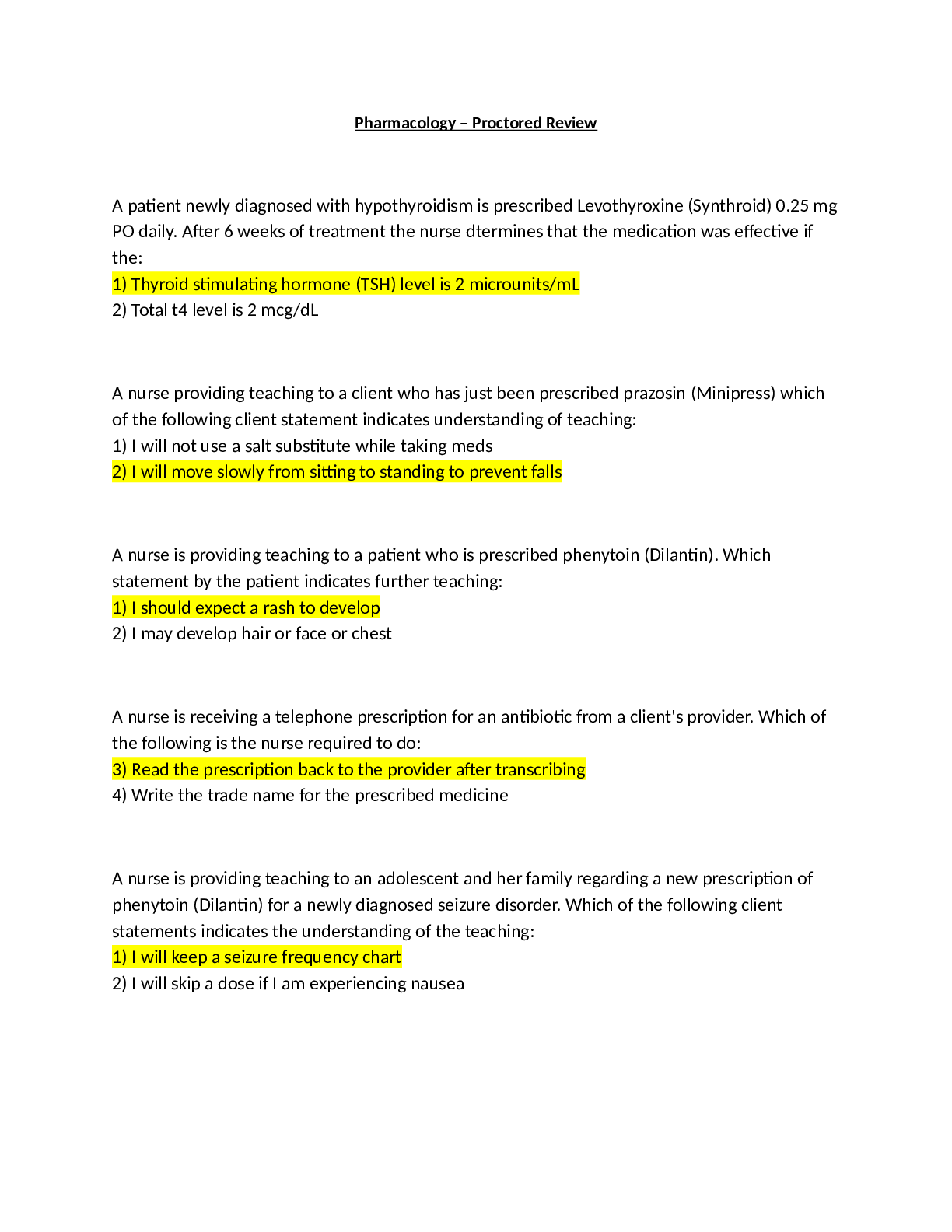 Pharmacology - Proctored Assesment