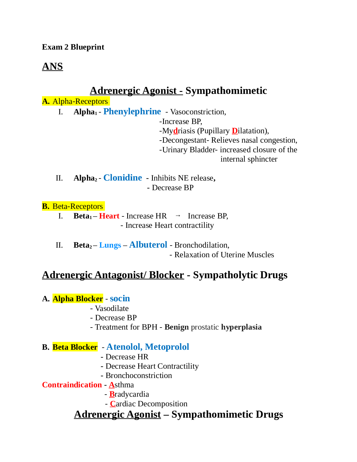 Exam 2 Blueprint Notes