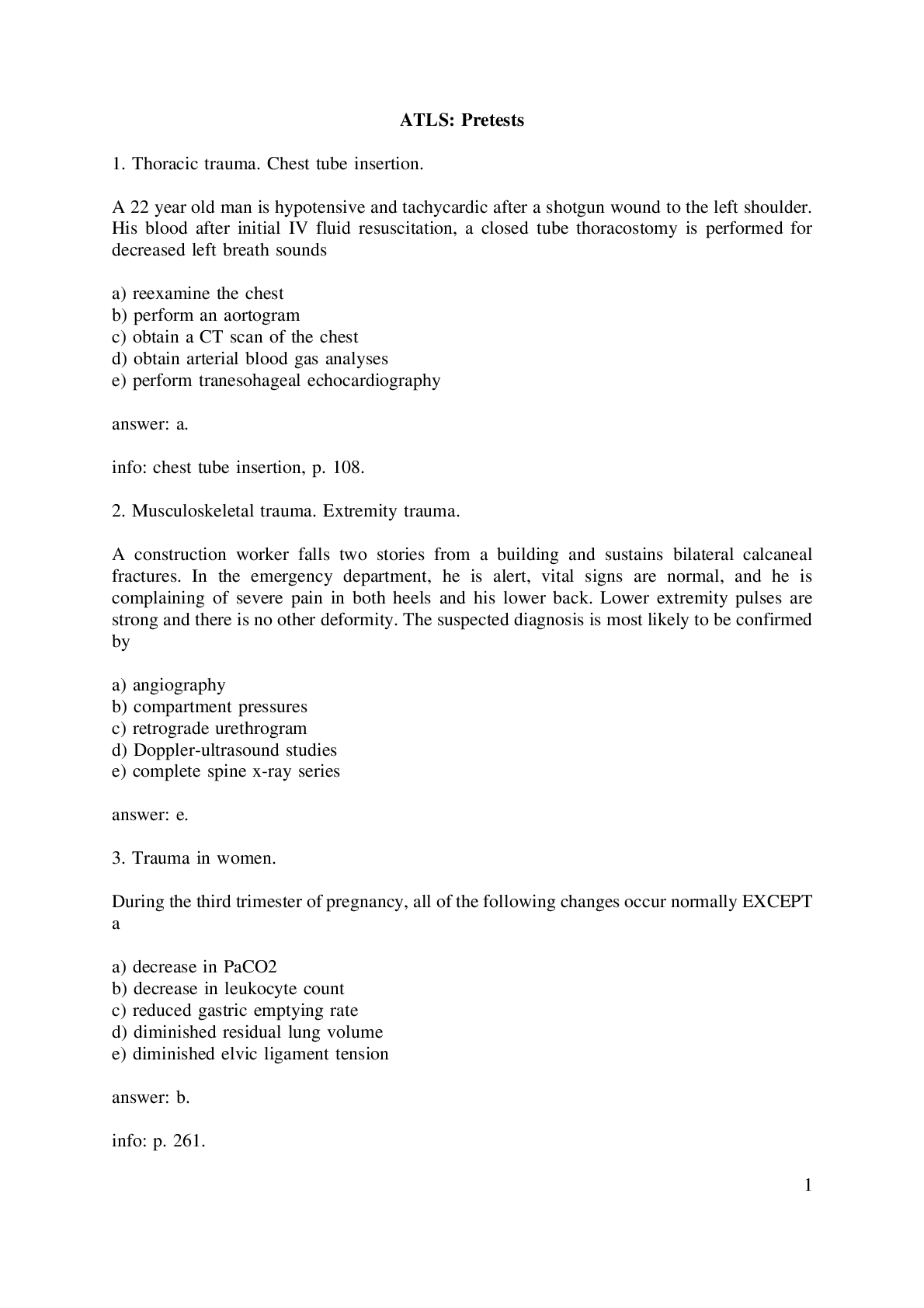 ATLS Pretests
