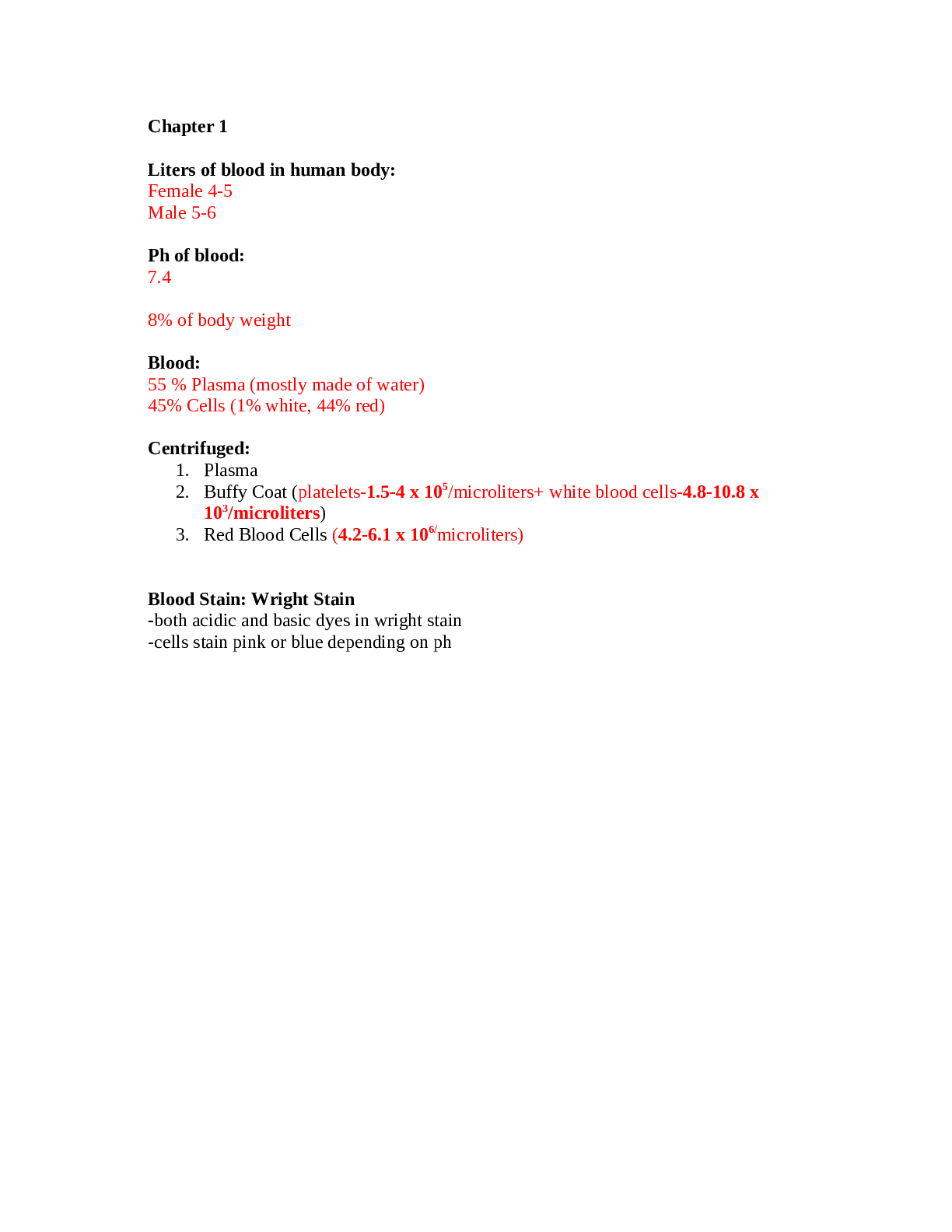 Hematology Study guide
