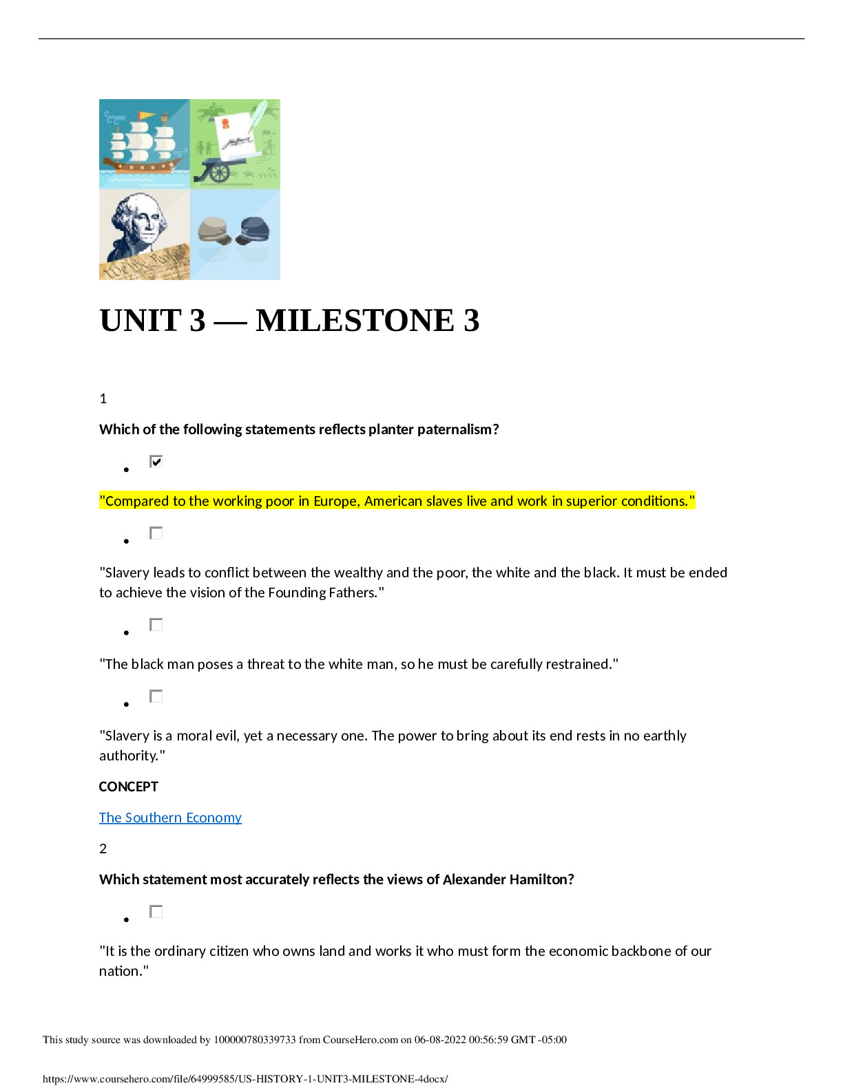 UNIT 3 MILESTONE 3 US History