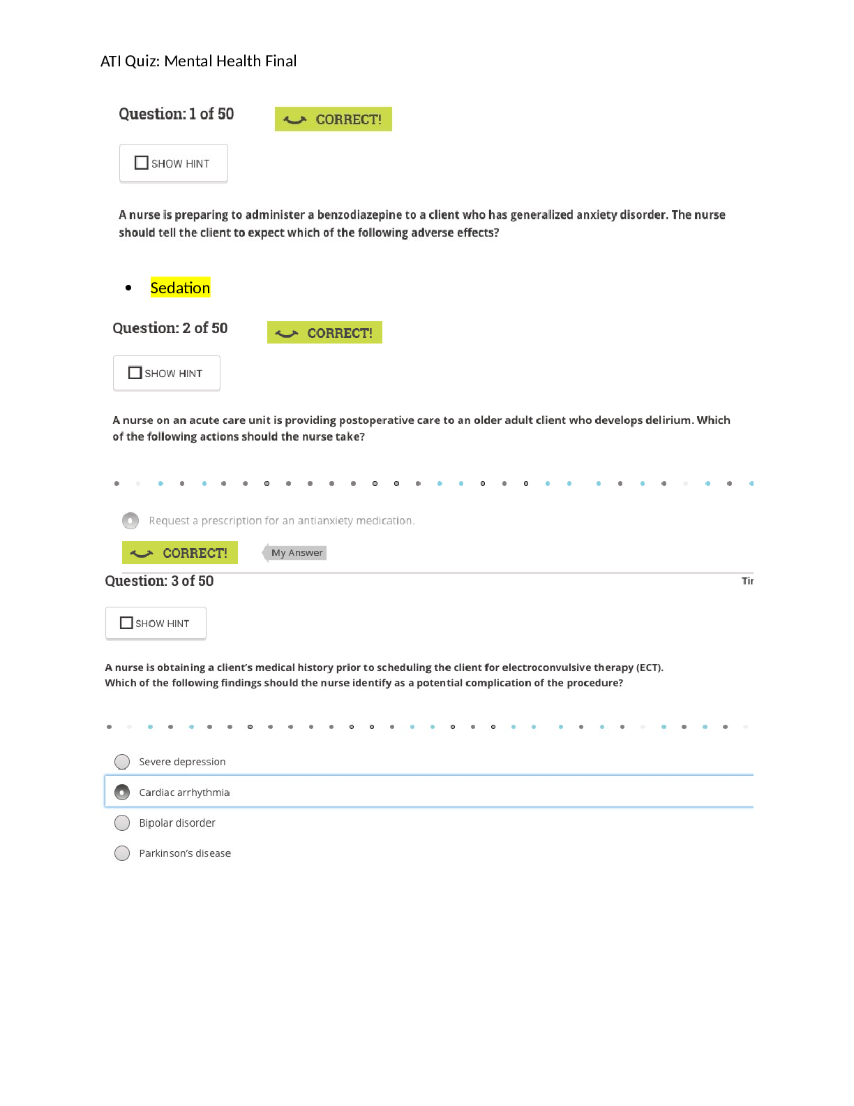 ATI Quiz: Mental Health Final