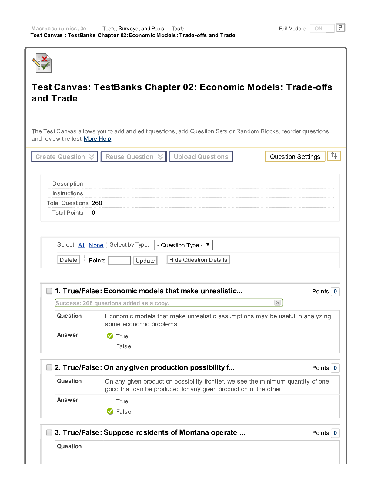 TestBanks Economic Models Trade-offs and Trade Chapter 02 Test Canvas