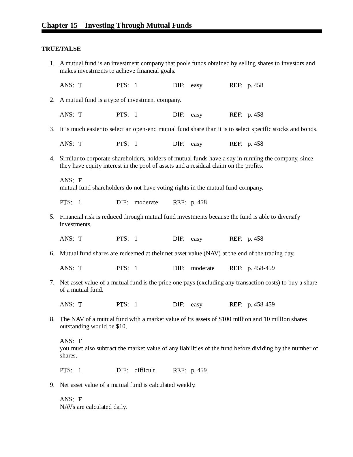 Investing Through Mutual Funds Chapter 15
