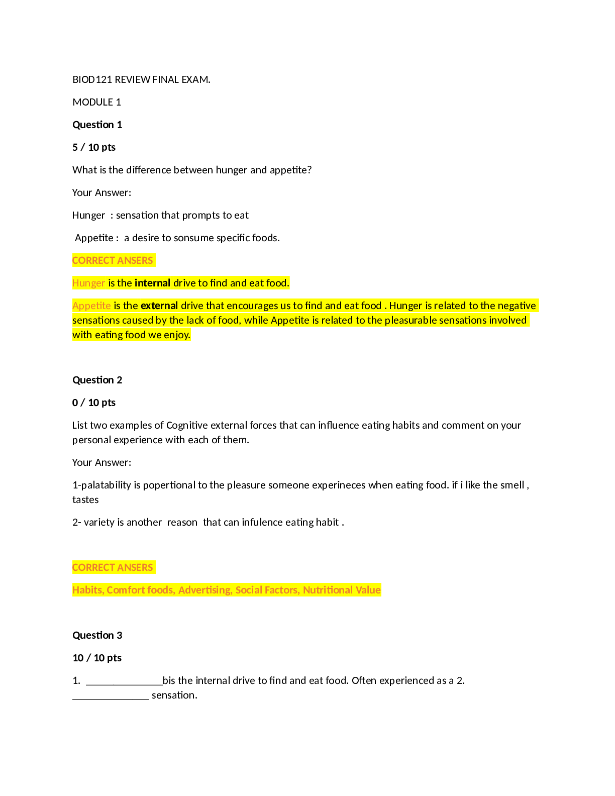 BIOD121 REVIEW FINAL EXAM. MODULE 1