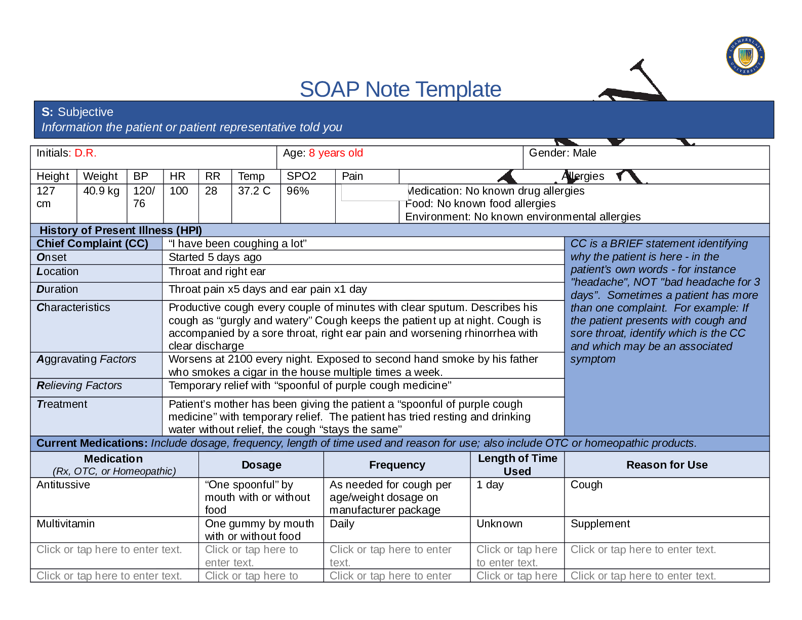 SOAP Note Template