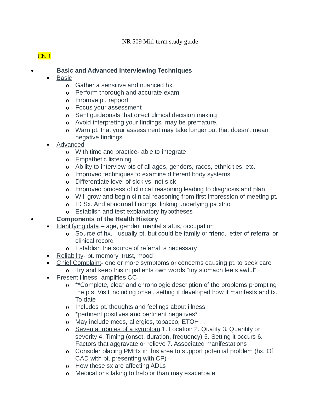 NR 509 Mid-term study guide