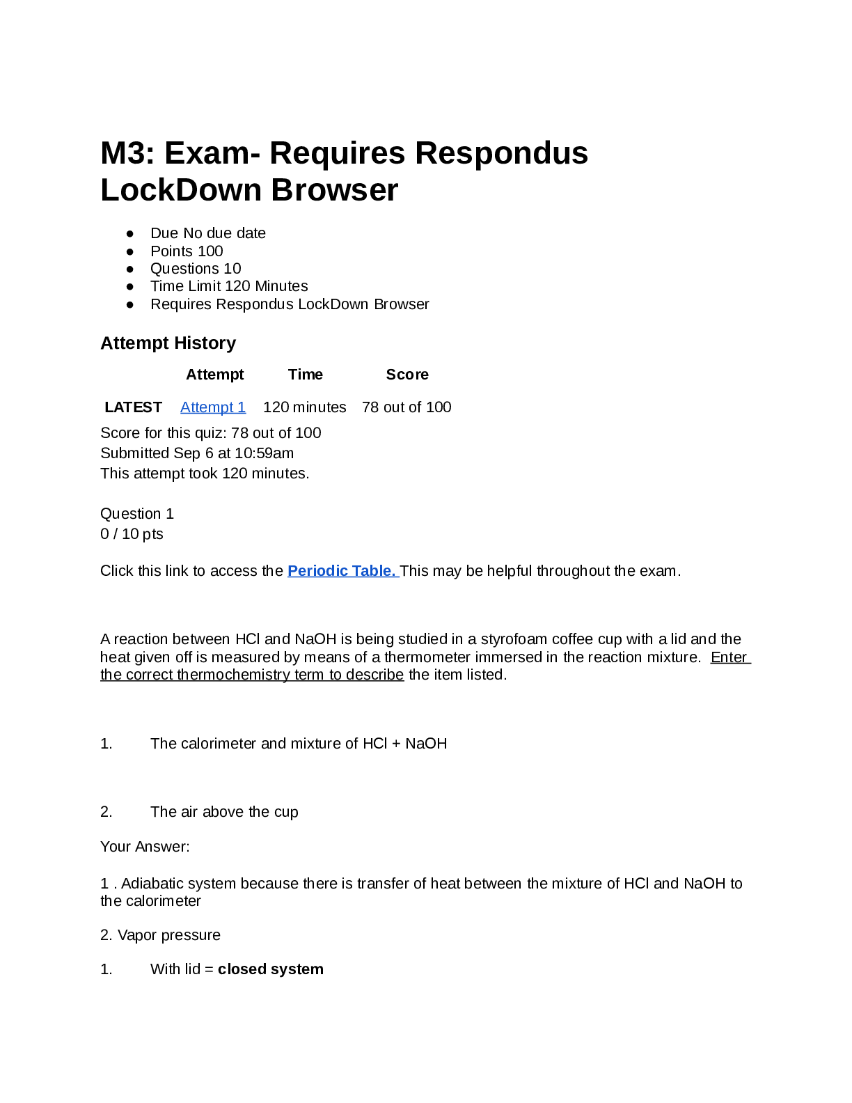 M3 Exam- Requires Respondus LockDown Browser