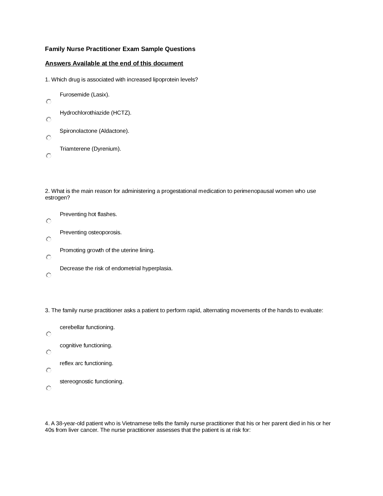 Family Nurse Practitioner (FNP) Exam Sample Questions & Answers